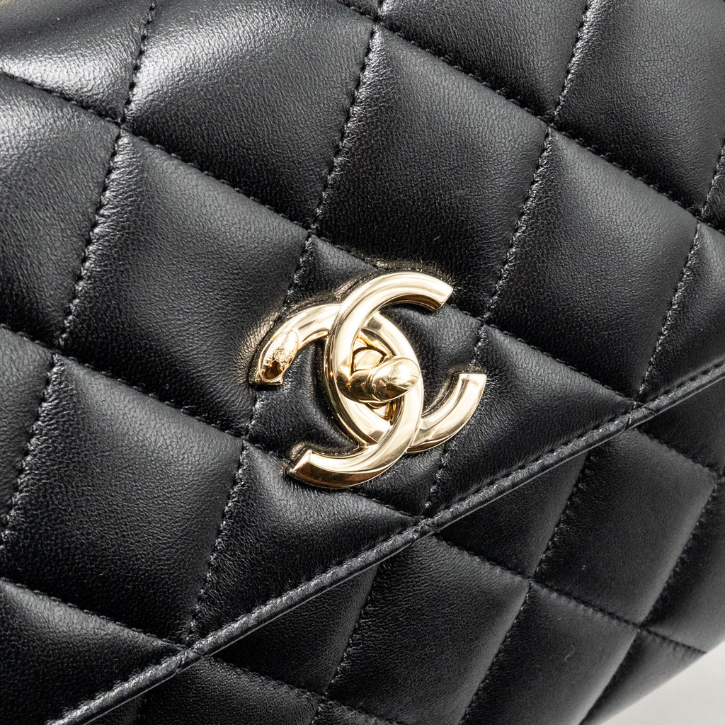 CHANEL TOP HANDLE TRENDY CC FLAP BAG LAMBSKIN BLACK LGHW