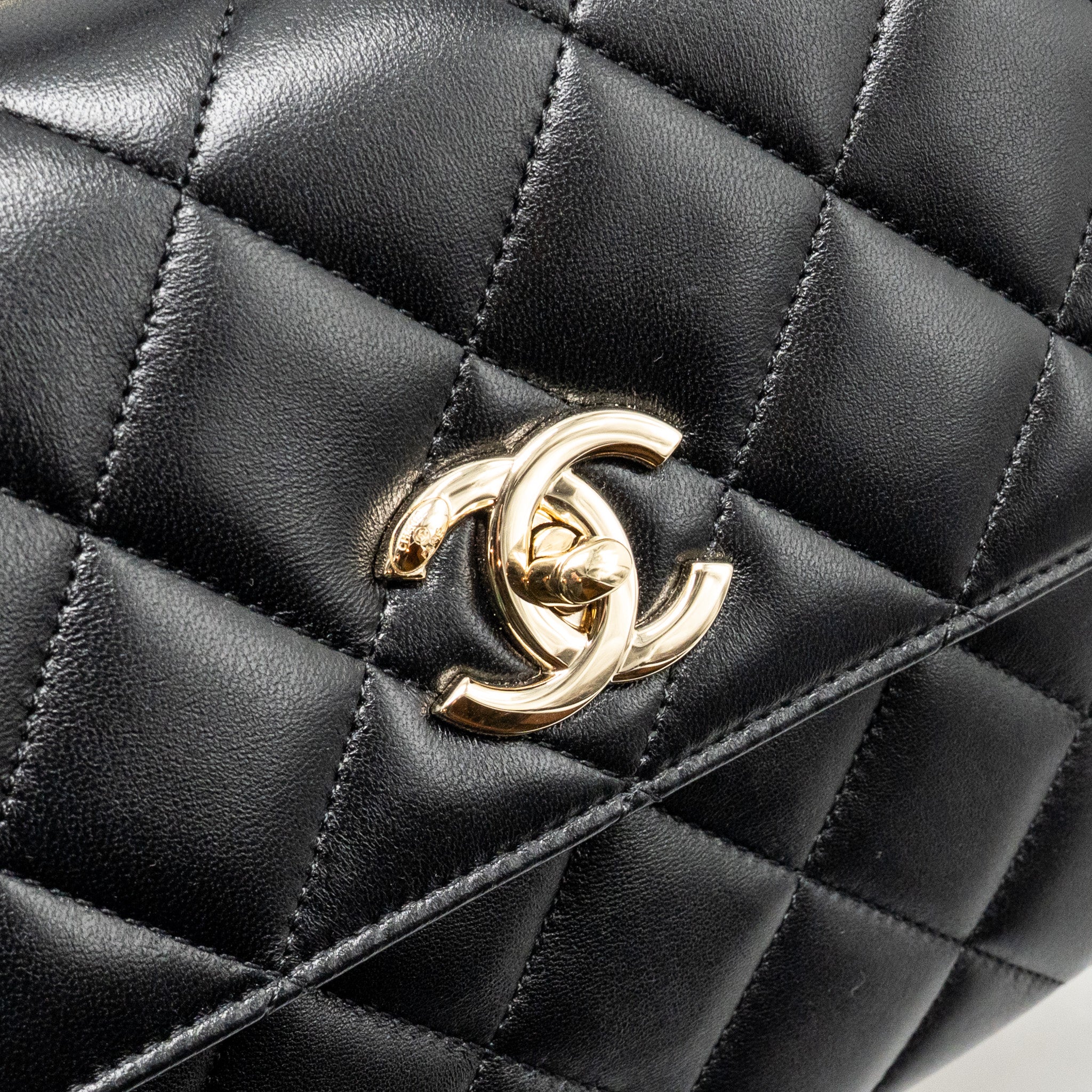 CHANEL TOP HANDLE TRENDY CC FLAP BAG LAMBSKIN BLACK LGHW