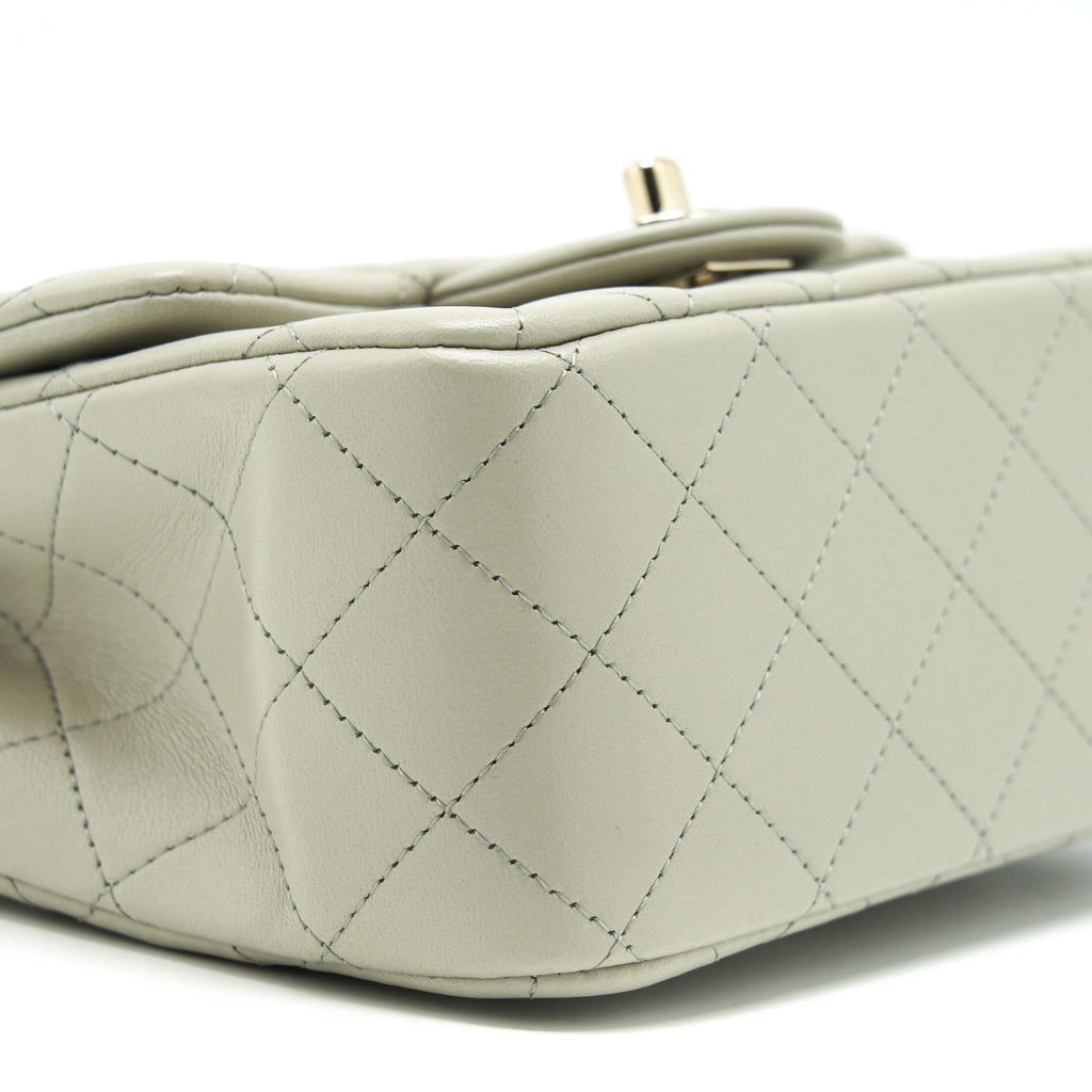 CHANEL 22C MINI SQUARE FLAP BAG LAMBSKIN LIGHT GREY LGHW