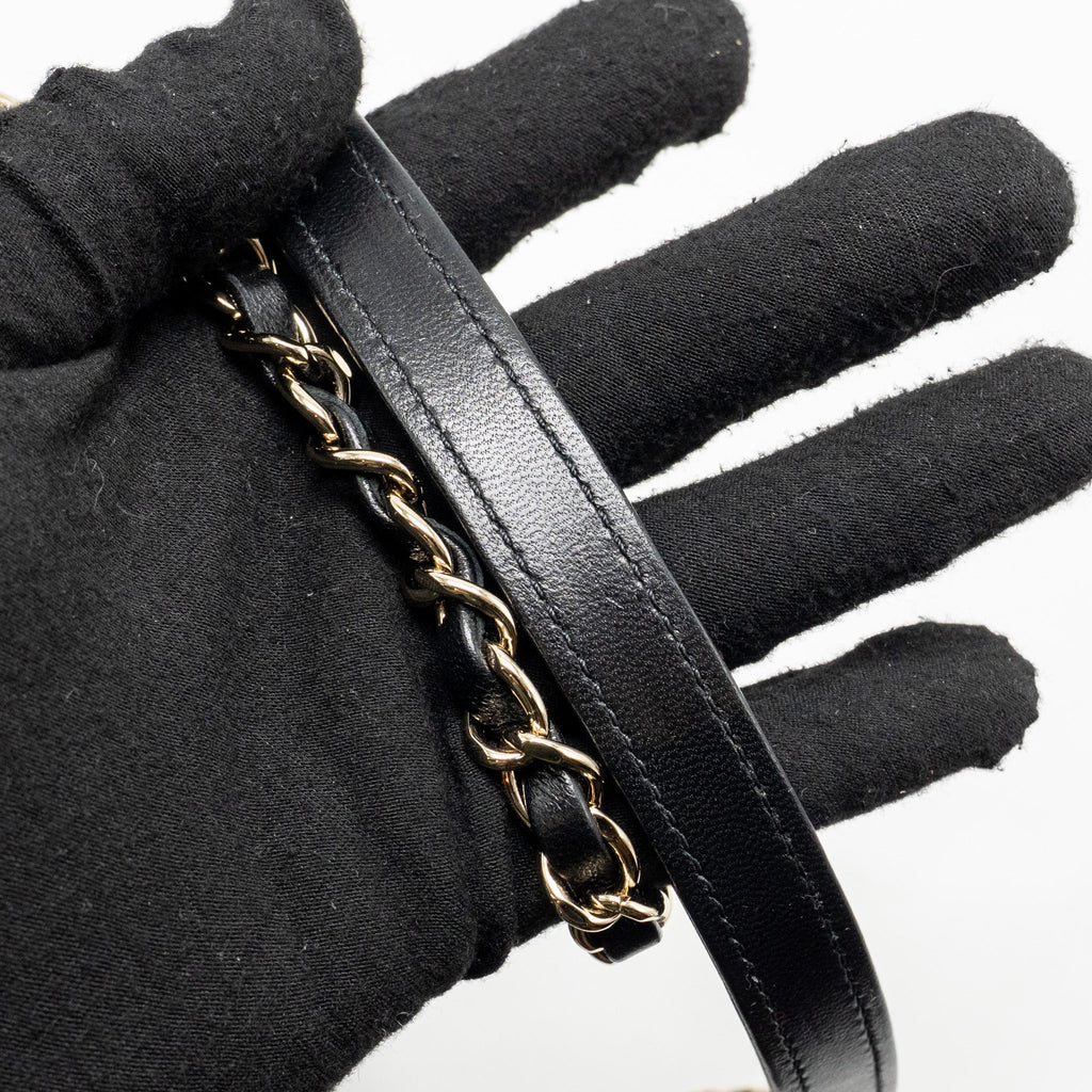 CHANEL TOP HANDLE TRENDY CC FLAP BAG LAMBSKIN BLACK LGHW