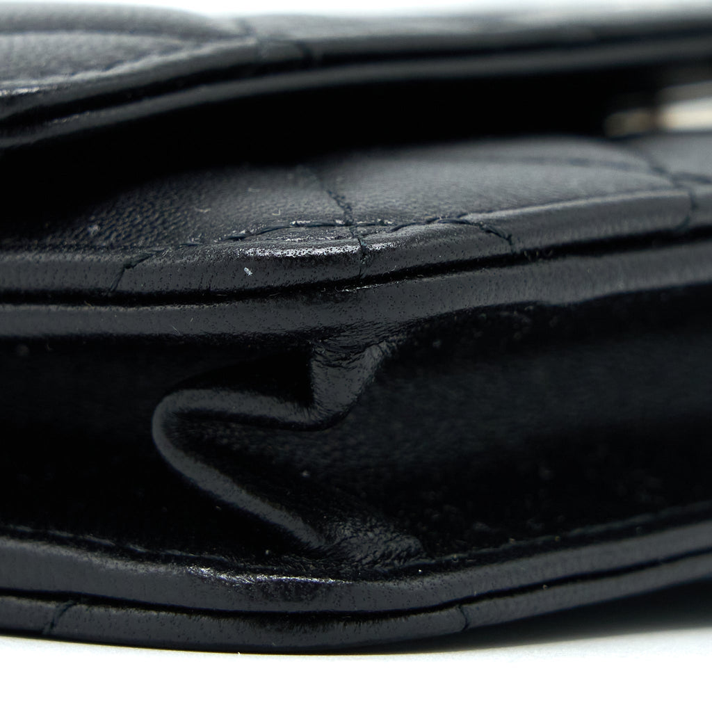 CHANEL CLASSIC WALLET ON CHAIN LAMBSKIN BLACK SHW (MICROCHIP)