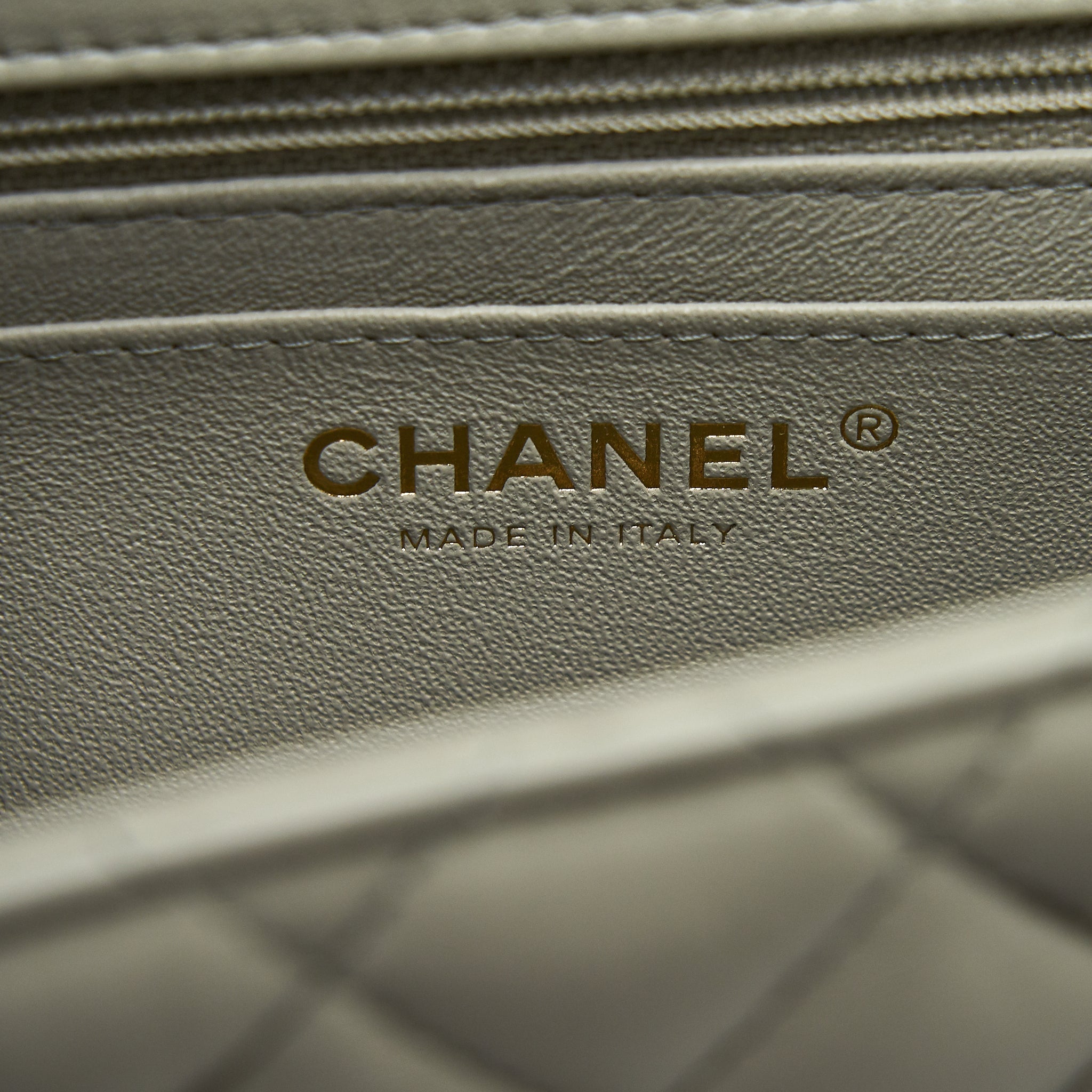 CHANEL 22C MINI SQUARE FLAP BAG LAMBSKIN LIGHT GREY LGHW