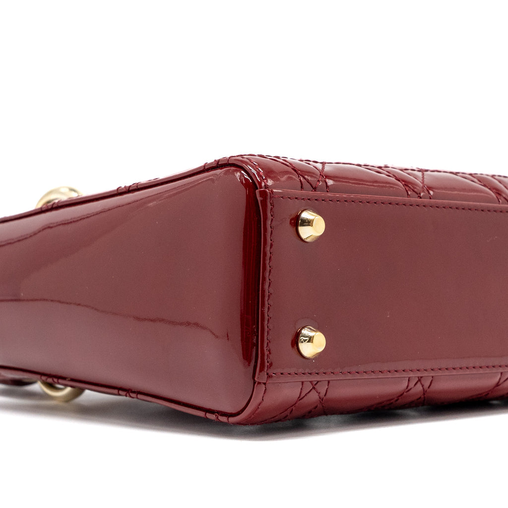 DIOR MINI LADY DIOR PATENT RED LGHW