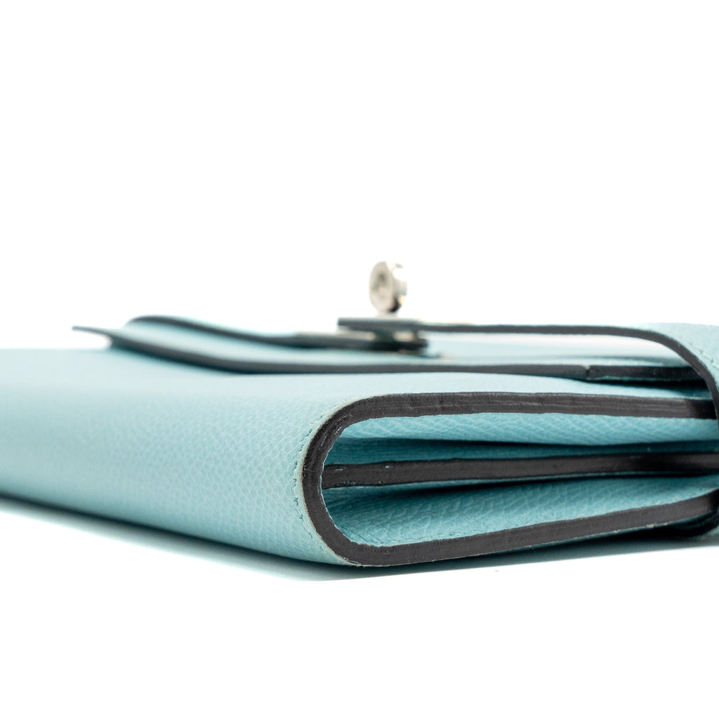 HERMES KELLY LONG WALLET EPSOM LIGHT BLUE SHW