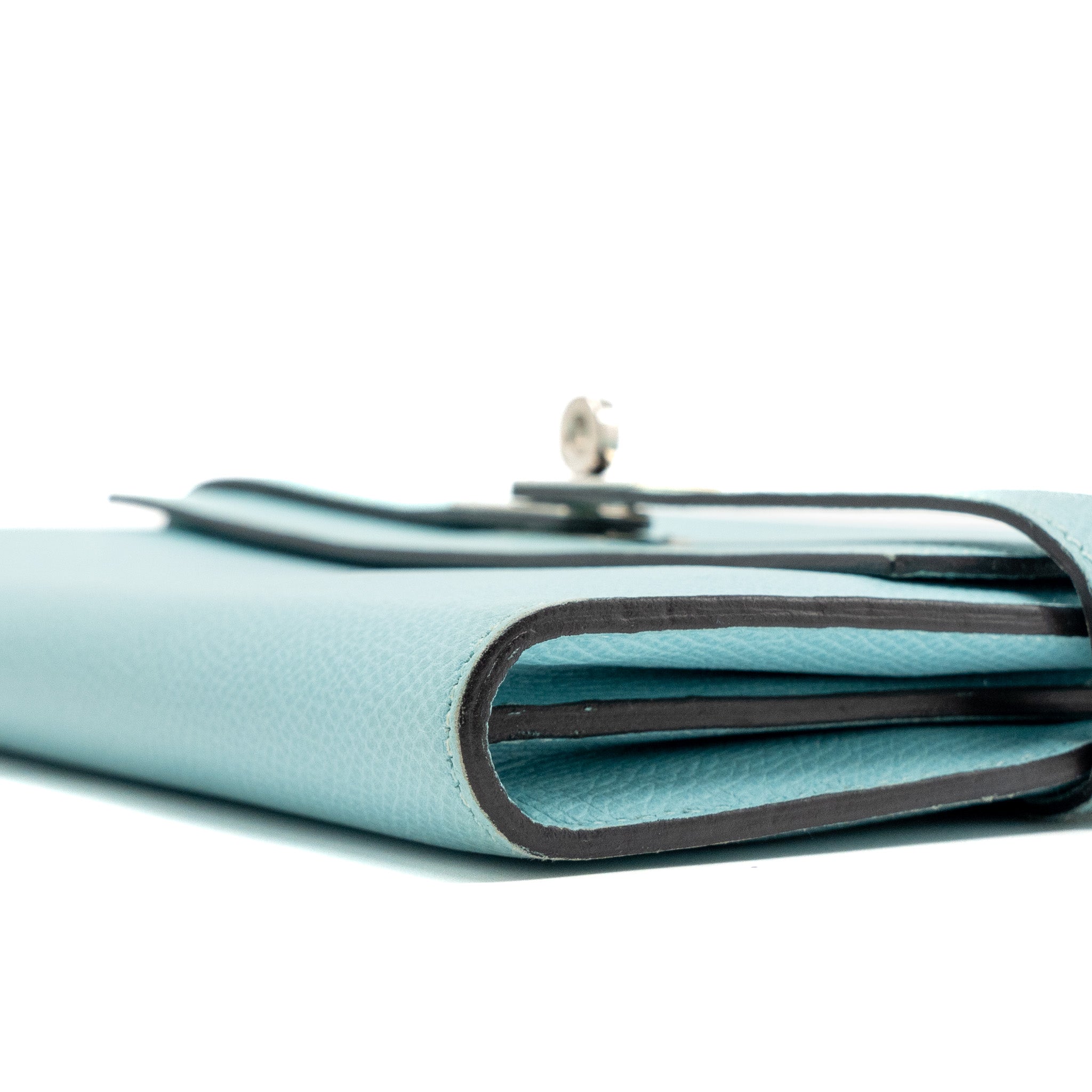 HERMES KELLY LONG WALLET EPSOM LIGHT BLUE SHW