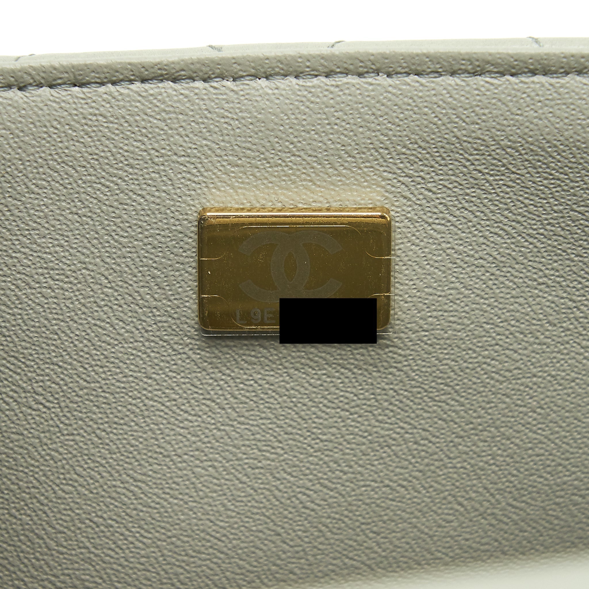 CHANEL 22C MINI SQUARE FLAP BAG LAMBSKIN LIGHT GREY LGHW (MICROCHIP)