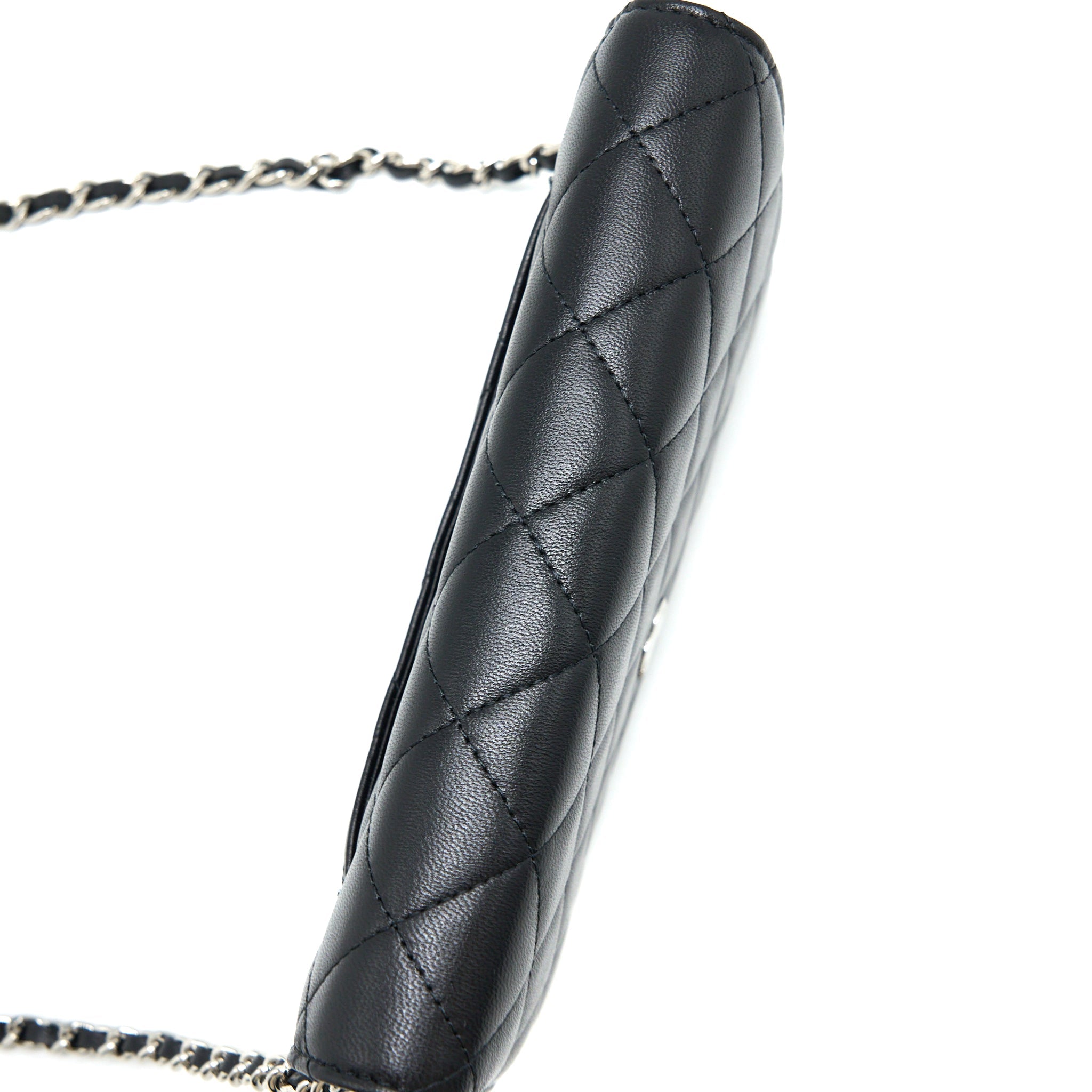 CHANEL CLASSIC WALLET ON CHAIN LAMBSKIN BLACK SHW (MICROCHIP)
