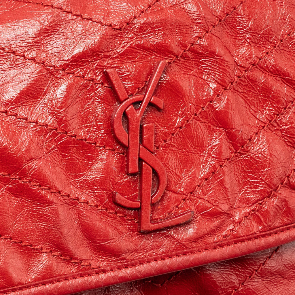 SAINT LAURENT MEDIUM NIKI BAG OF CALFSKIN RED RUTHENIUM HARDWARE