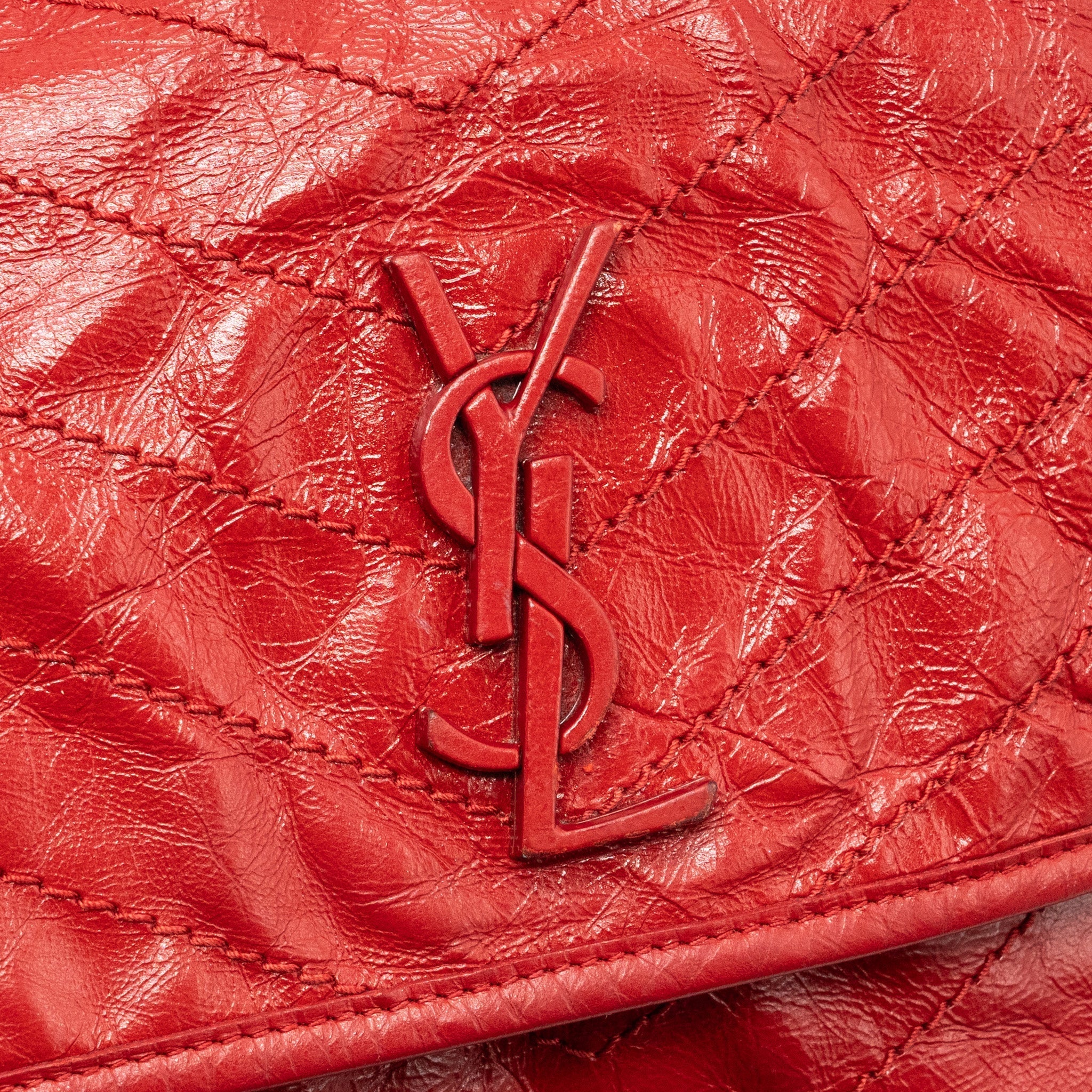 SAINT LAURENT MEDIUM NIKI BAG OF CALFSKIN RED RUTHENIUM HARDWARE
