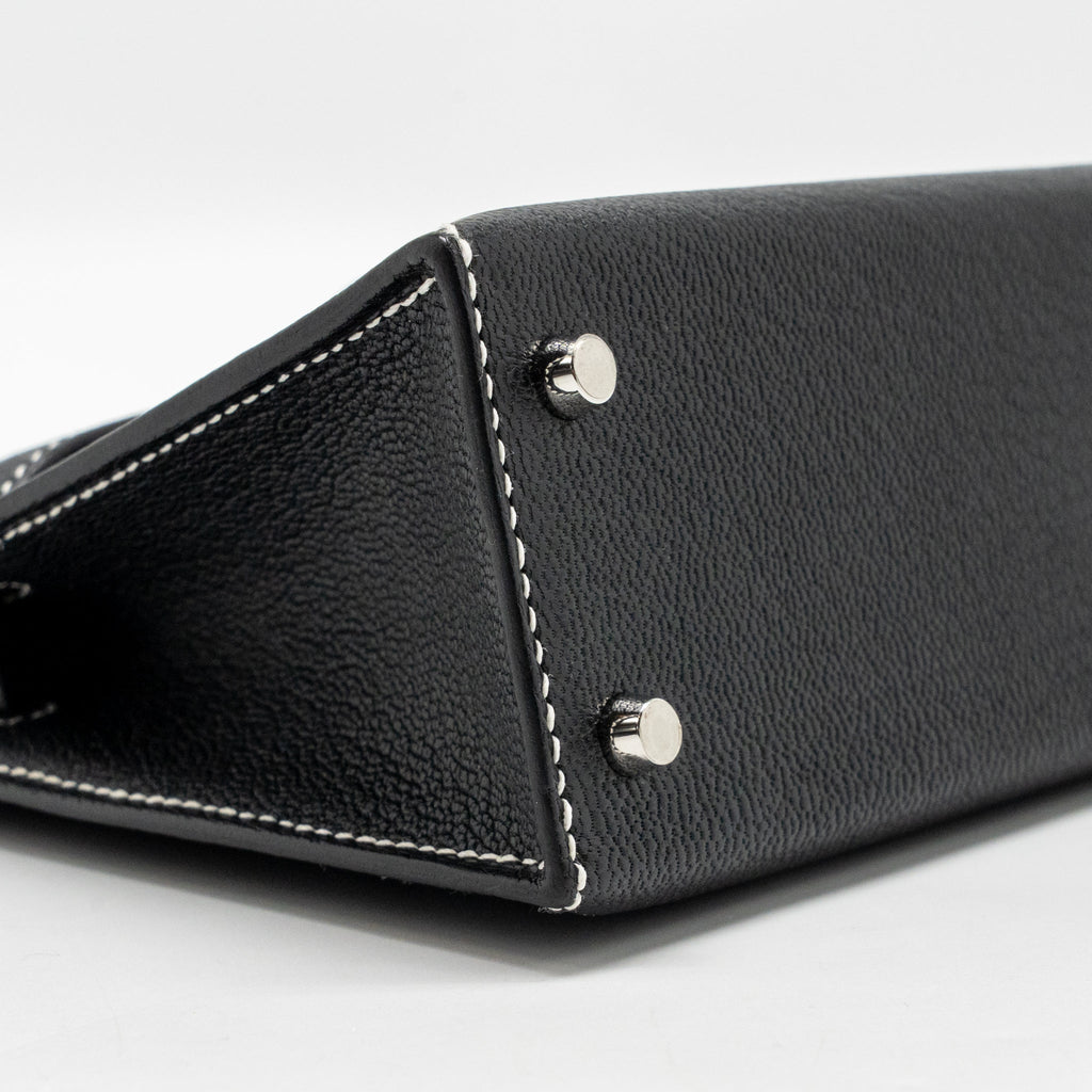 HERMES MINI KELLY II SPECIAL ORDER CHÈVRE MYSORE BLACK/LIME SHW