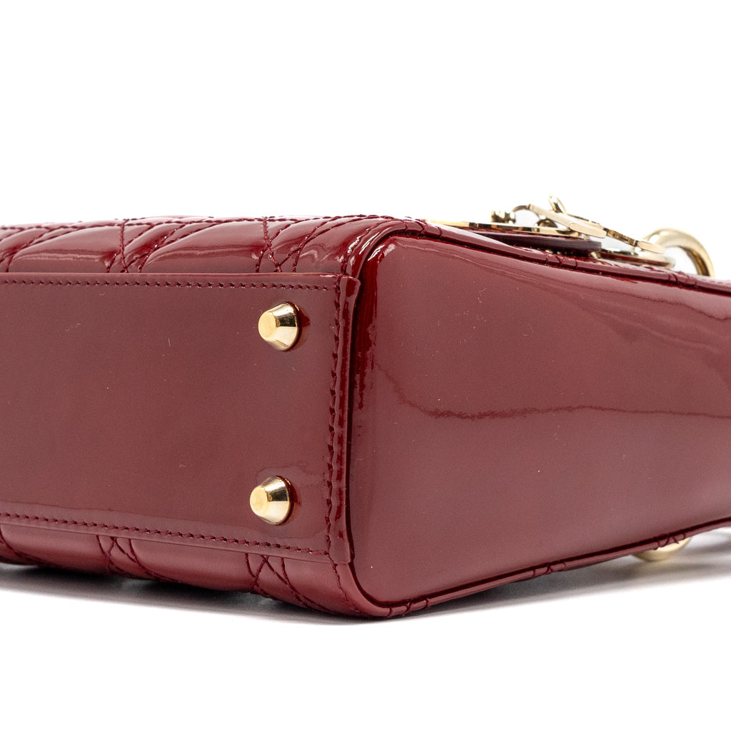 DIOR MINI LADY DIOR PATENT RED LGHW