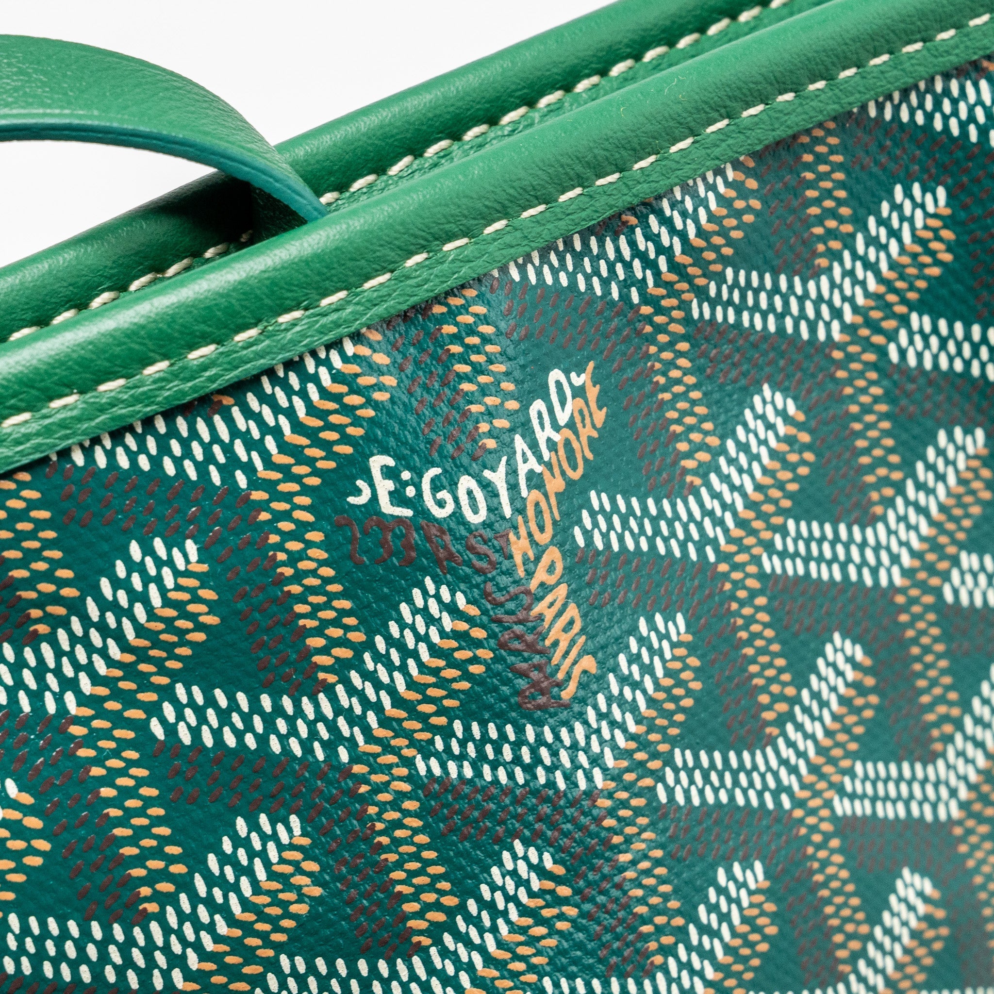 GOYARD MINI ANJOU TOTE BAG GOYARDLINE CANVAS / LEATHER GREEN SHW