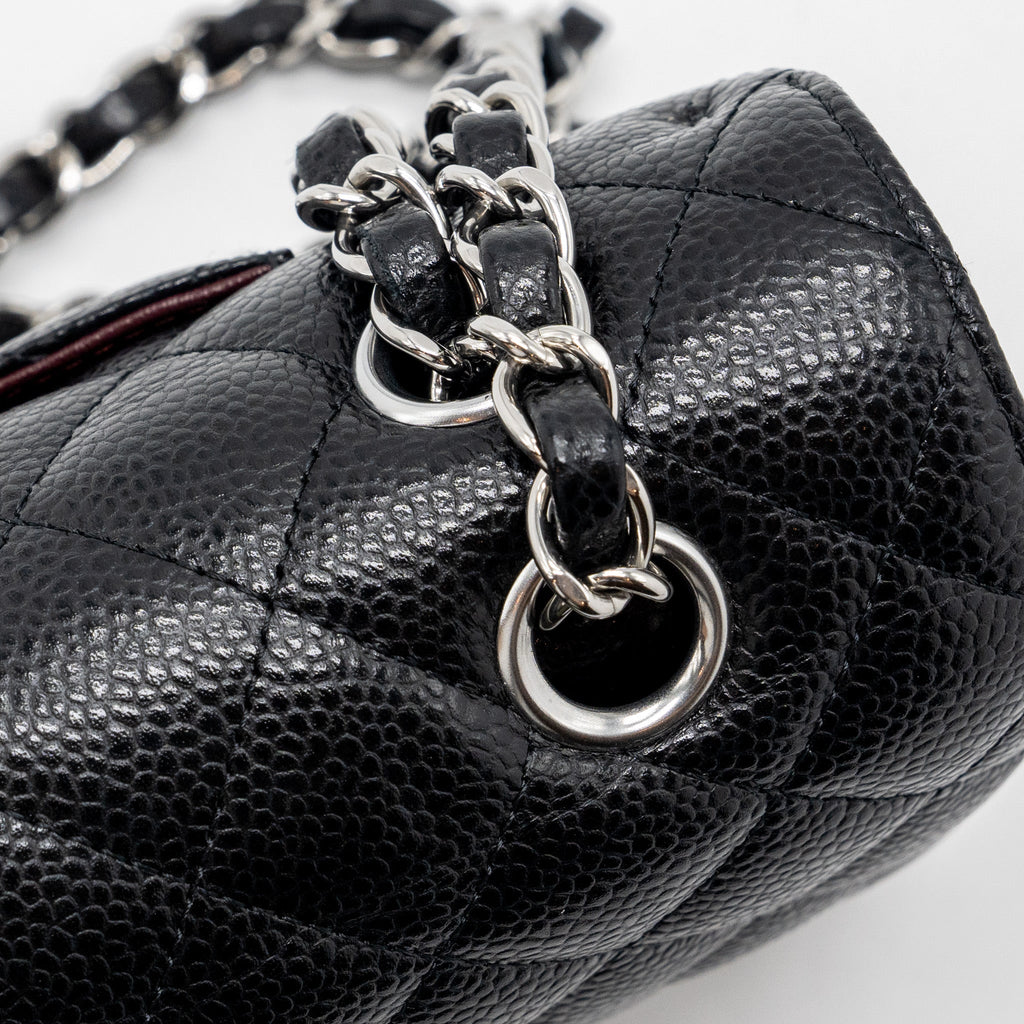 CHANEL MEDIUM CLASSIC DOUBLE FLAP BAG CAVIAR BLACK SHW (MICROCHIP)