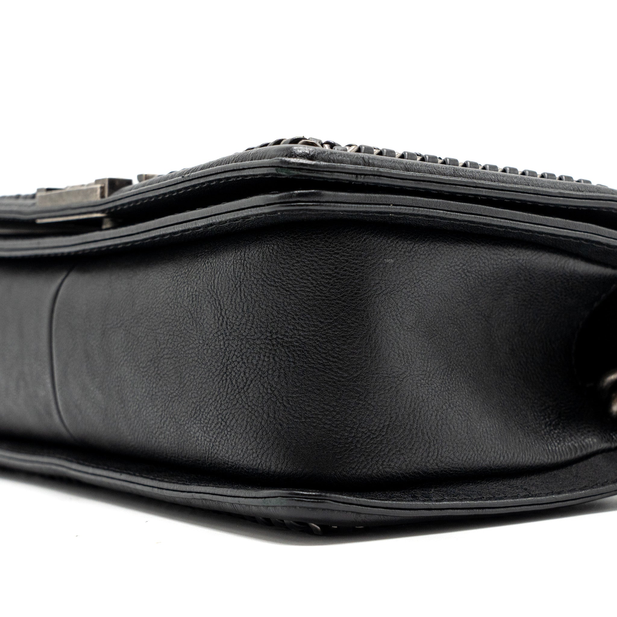 CHANEL TOP HANDLE MEDIUM BOY BAG LIMITED EDITION CALFSKIN BLACK RUTHENIUM HARDWARE