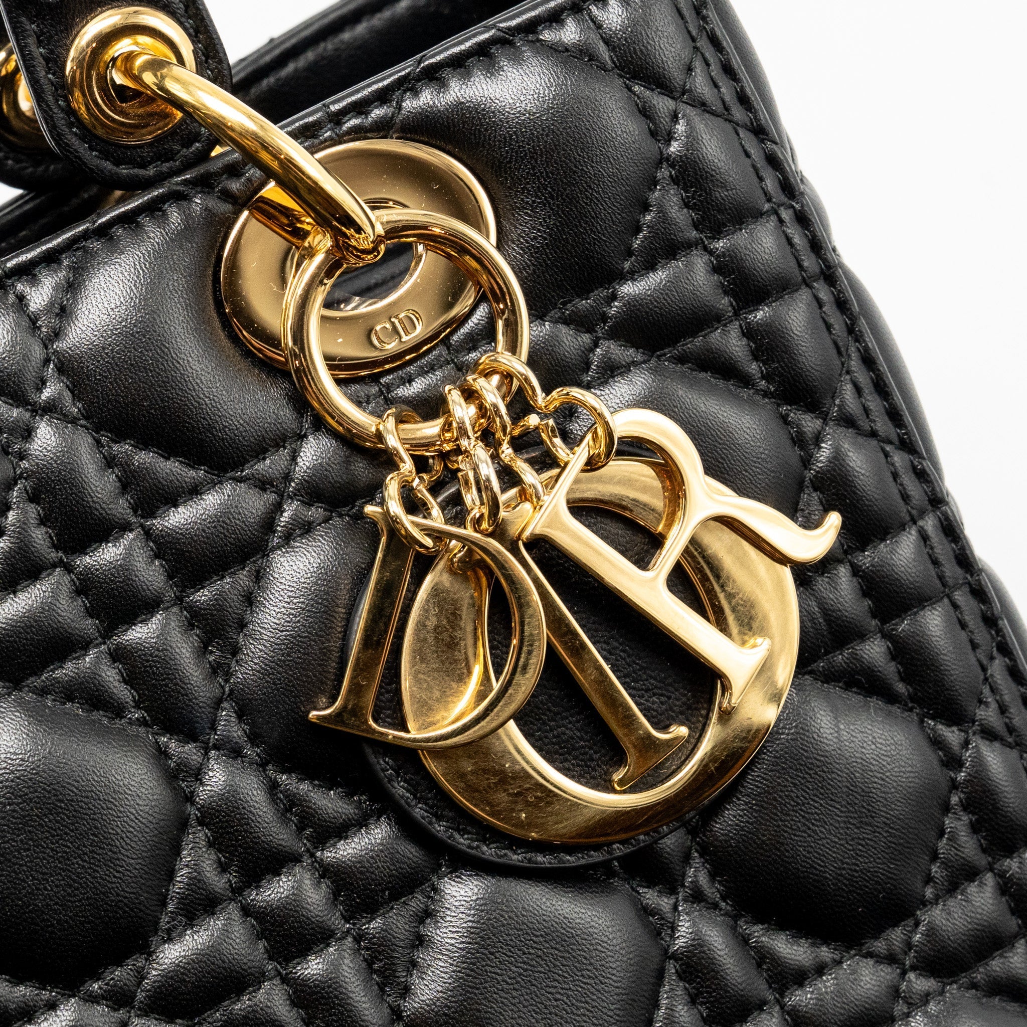 DIOR MEDIUM LADY DIOR LAMBSKIN BLACK GHW