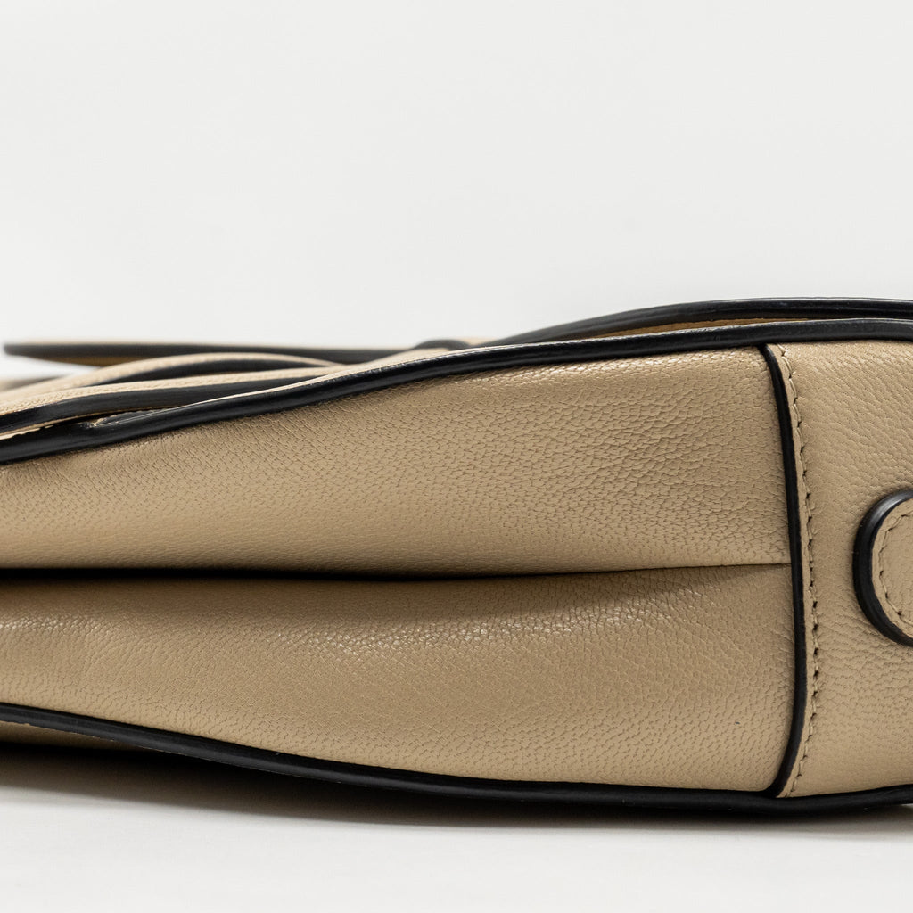 DIOR MEDIUM SADDLE BAG GOATSKIN BEIGE GHW