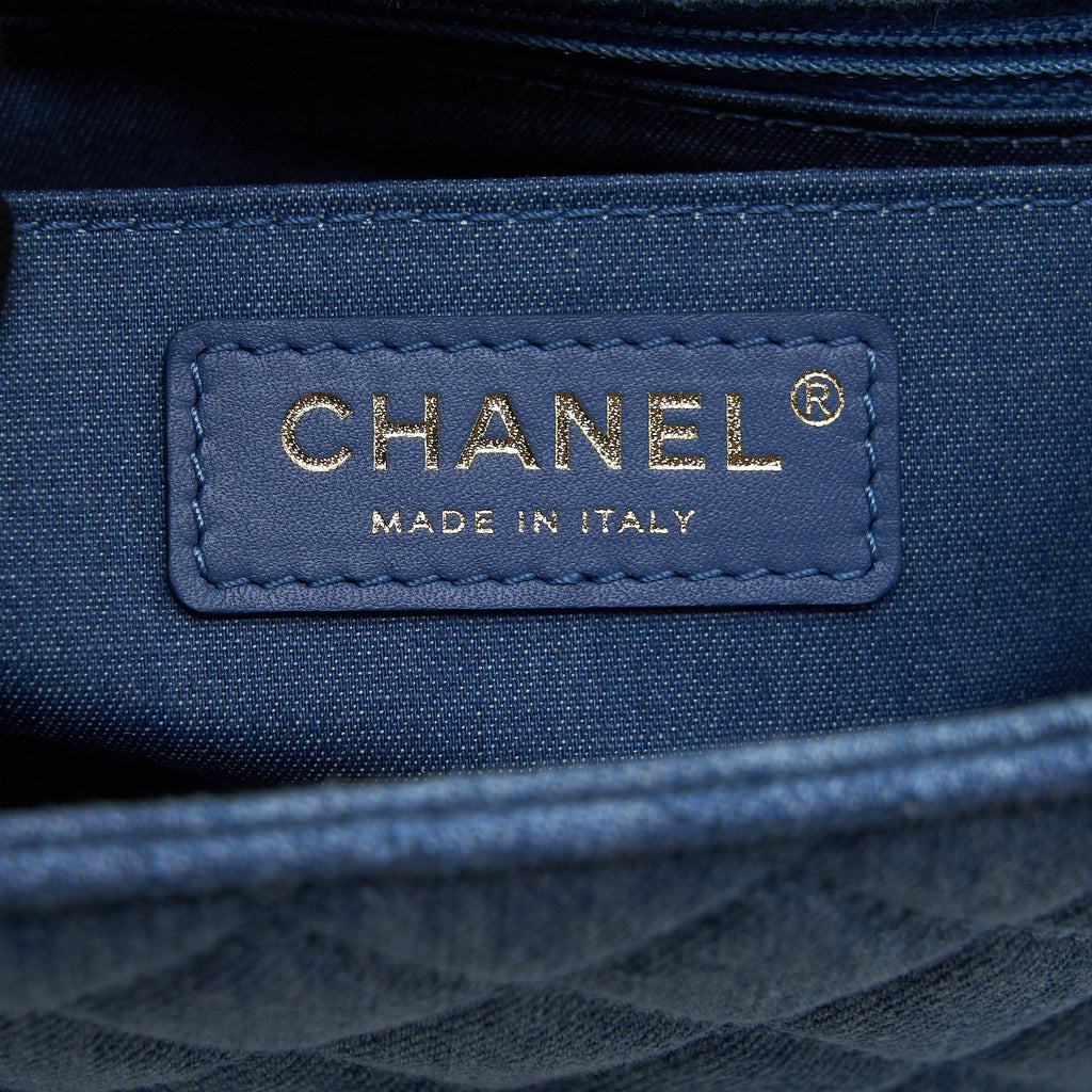CHANEL 22C DENIM PEARL CRUSH MINI SQUARE FLAP BAG