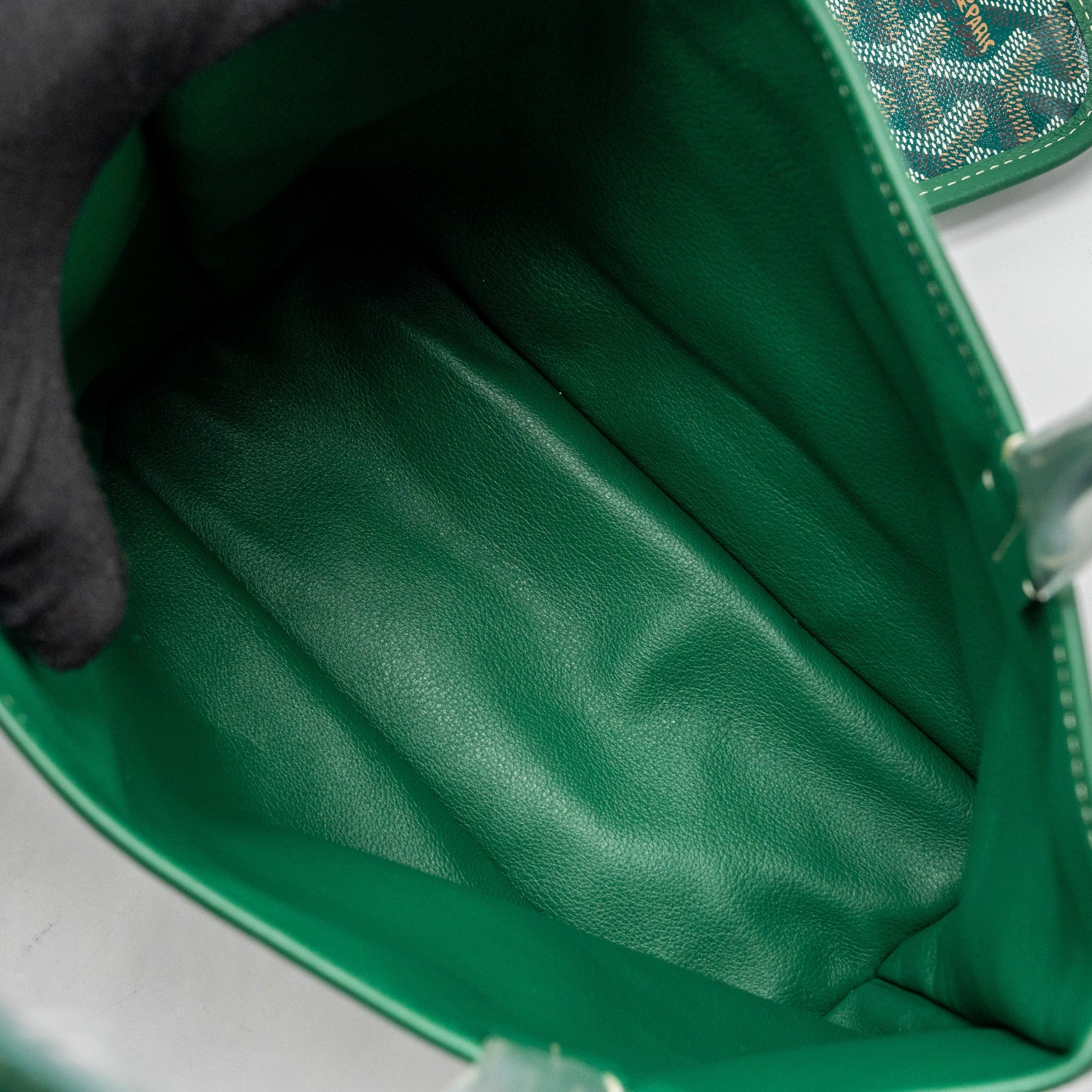 GOYARD MINI ANJOU TOTE BAG GOYARDLINE CANVAS / LEATHER GREEN SHW