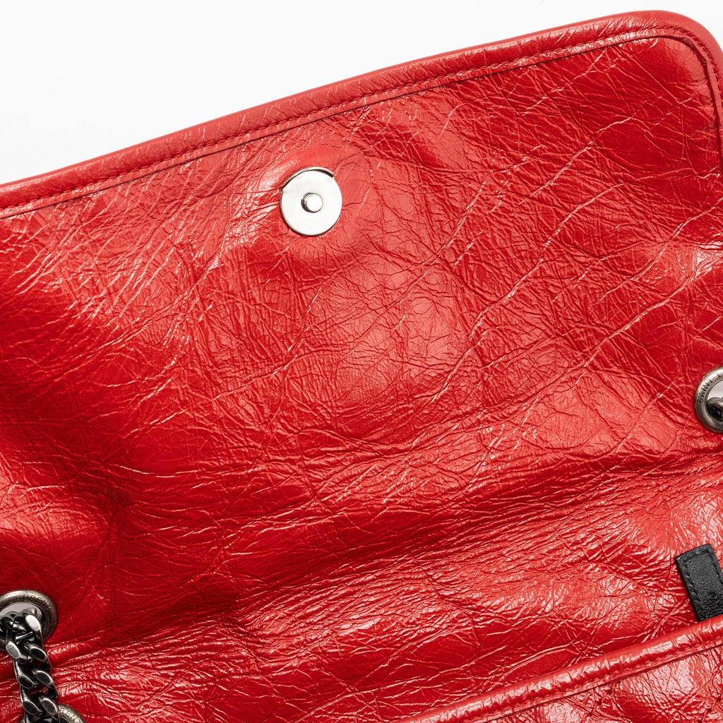 SAINT LAURENT MEDIUM NIKI BAG OF CALFSKIN RED RUTHENIUM HARDWARE
