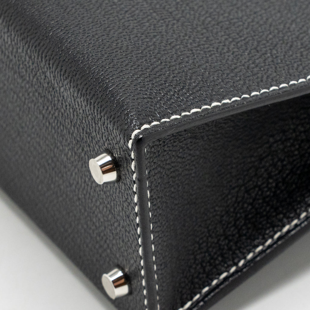 HERMES MINI KELLY II SPECIAL ORDER CHÈVRE MYSORE BLACK/LIME SHW