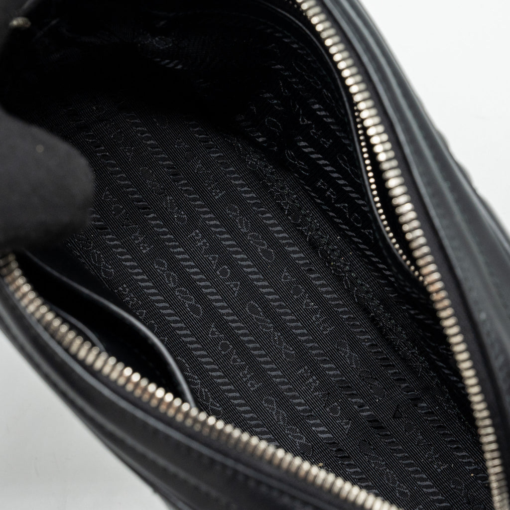 PRADA DIAGRAMME CAMERA CROSSBODY BAG CALFSKIN BLACK RUTHENIUM HARDWARE
