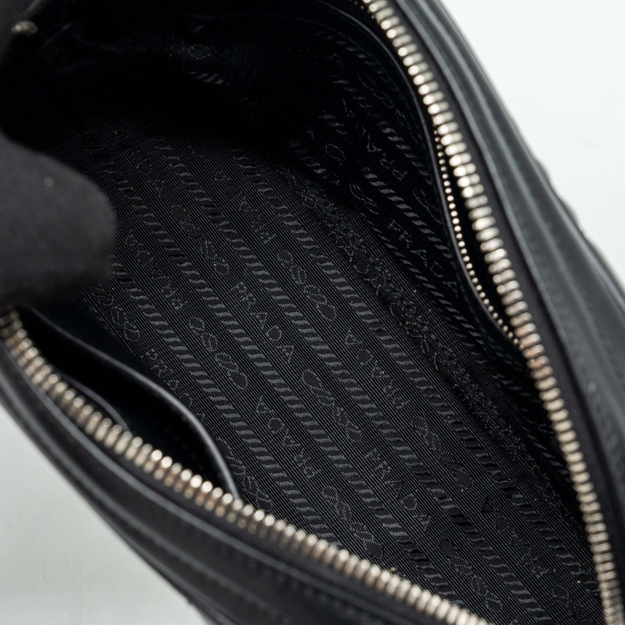 PRADA DIAGRAMME CAMERA CROSSBODY BAG CALFSKIN BLACK RUTHENIUM HARDWARE