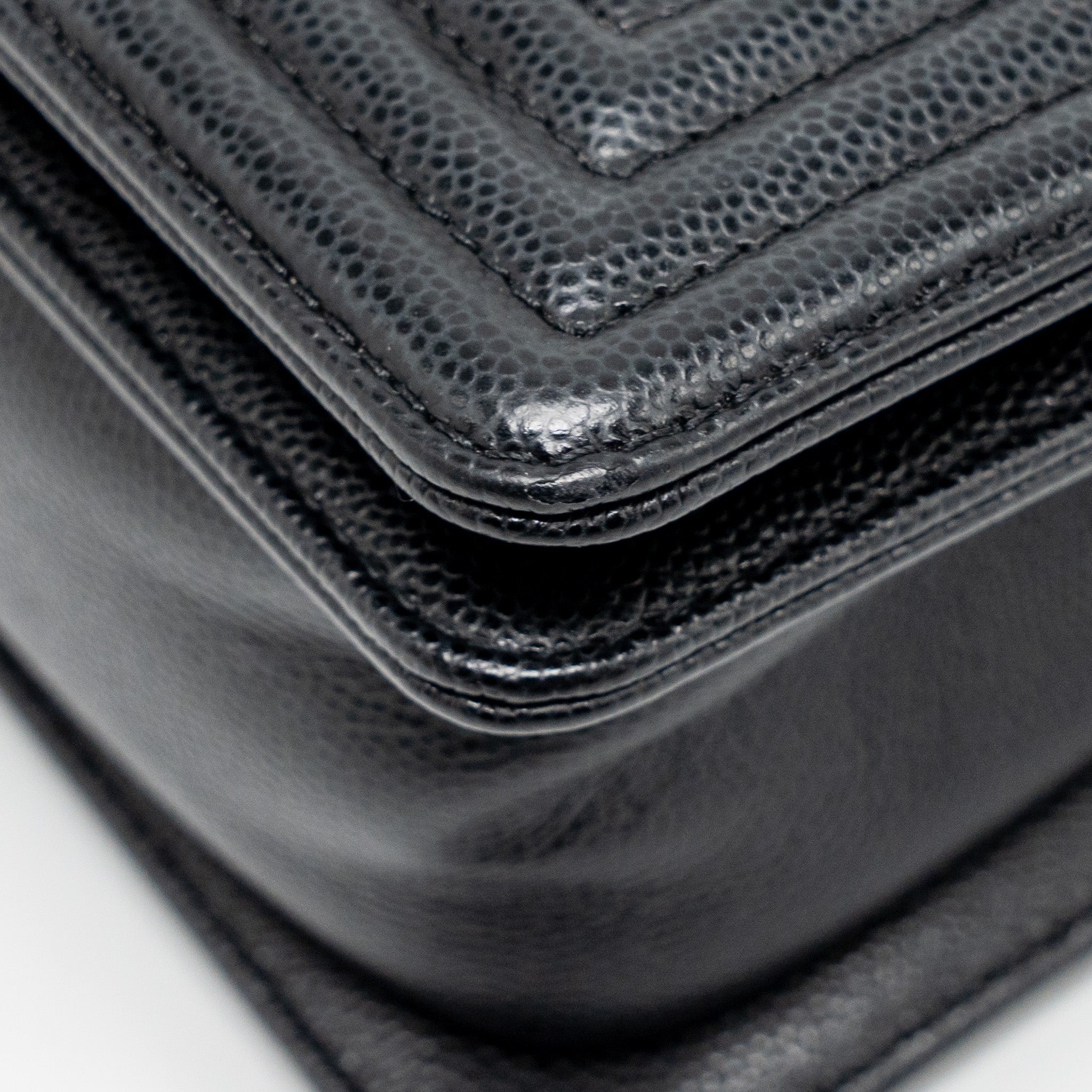 CHANEL SMALL BOY BAG CAVIAR BLACK GHW (MICROCHIP)