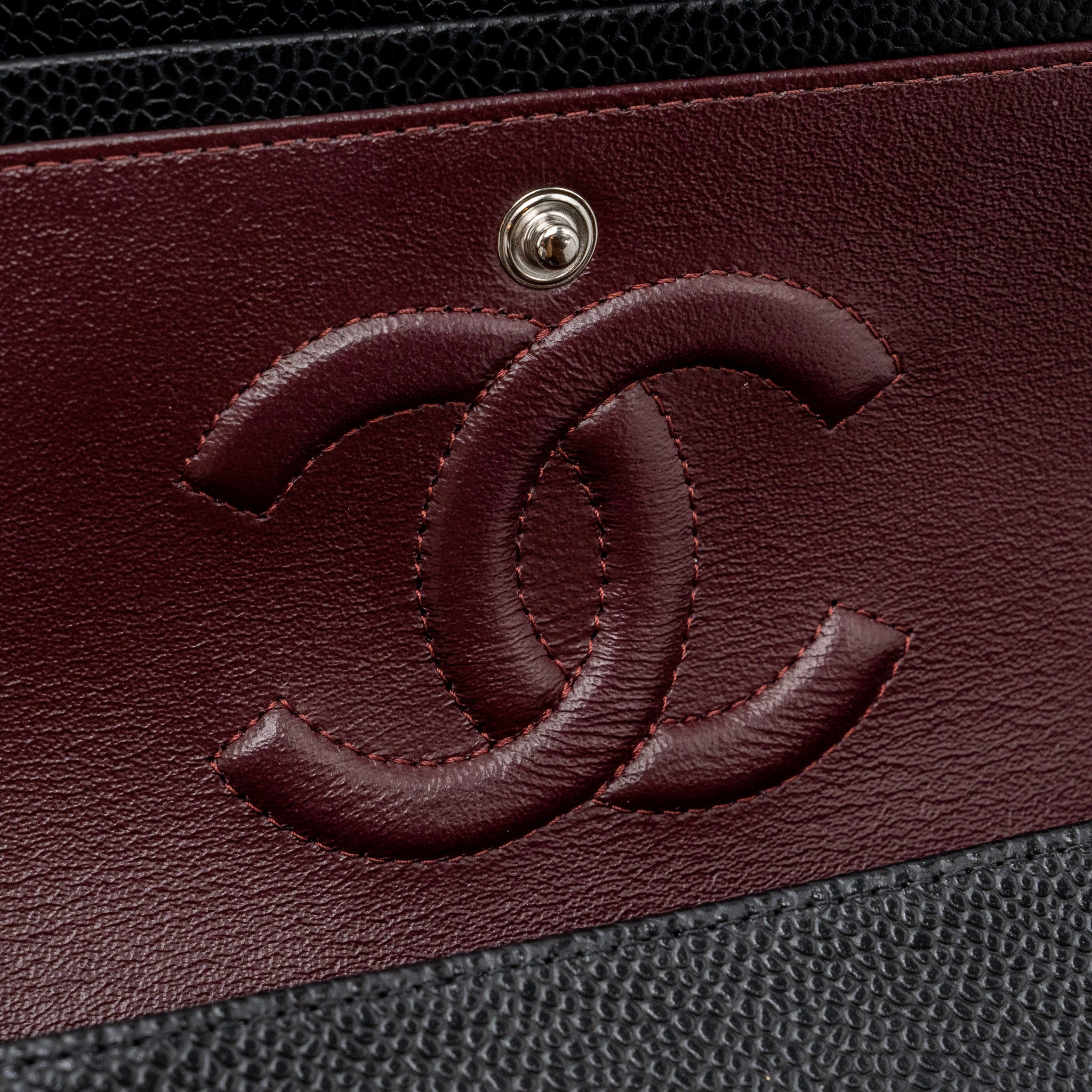 CHANEL MEDIUM CLASSIC DOUBLE FLAP BAG CAVIAR BLACK SHW (MICROCHIP)