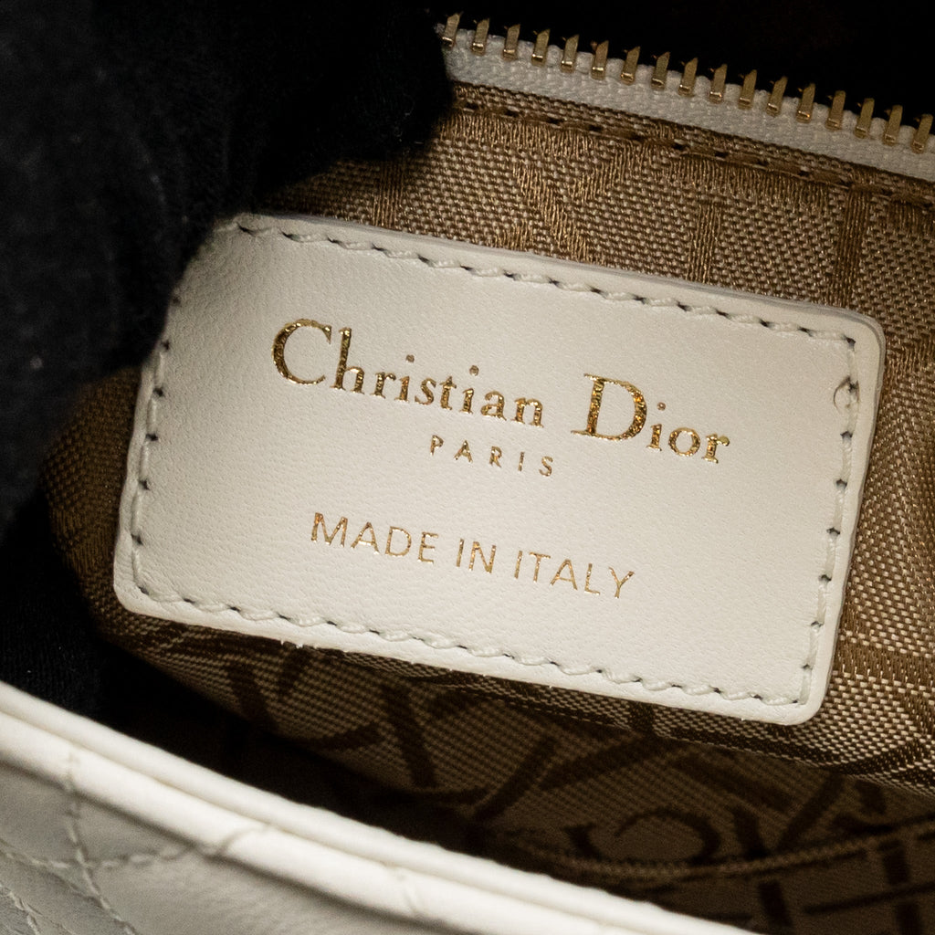 DIOR MINI LADY DIOR LAMBSKIN WHITE LGHW