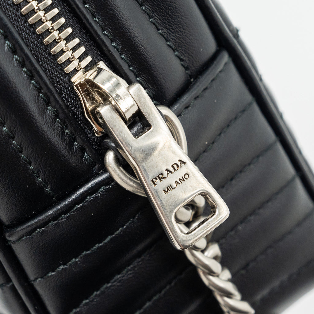 PRADA DIAGRAMME CAMERA CROSSBODY BAG CALFSKIN BLACK RUTHENIUM HARDWARE