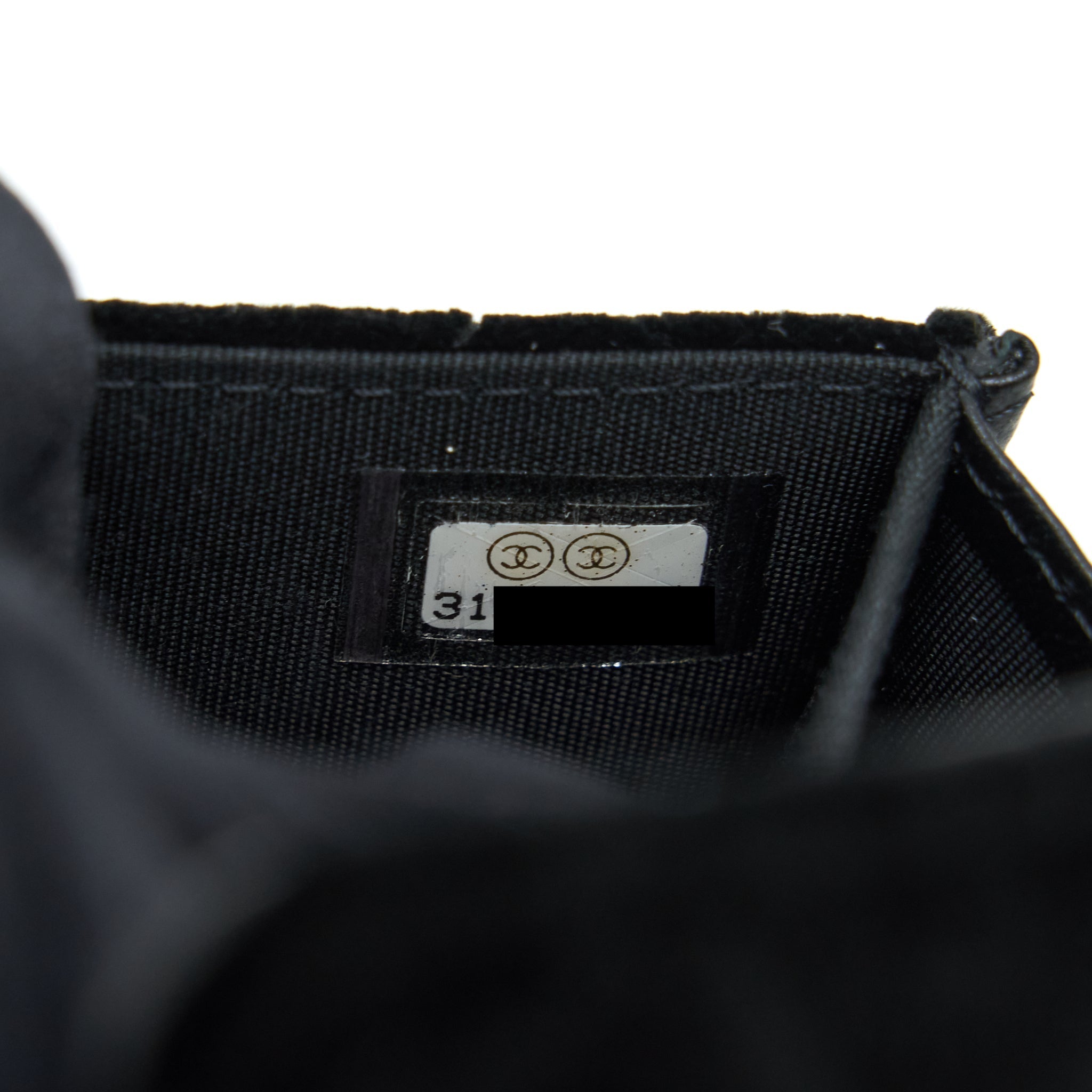 CHANEL SMALL FLAP WALLET VELVET BLACK LGHW