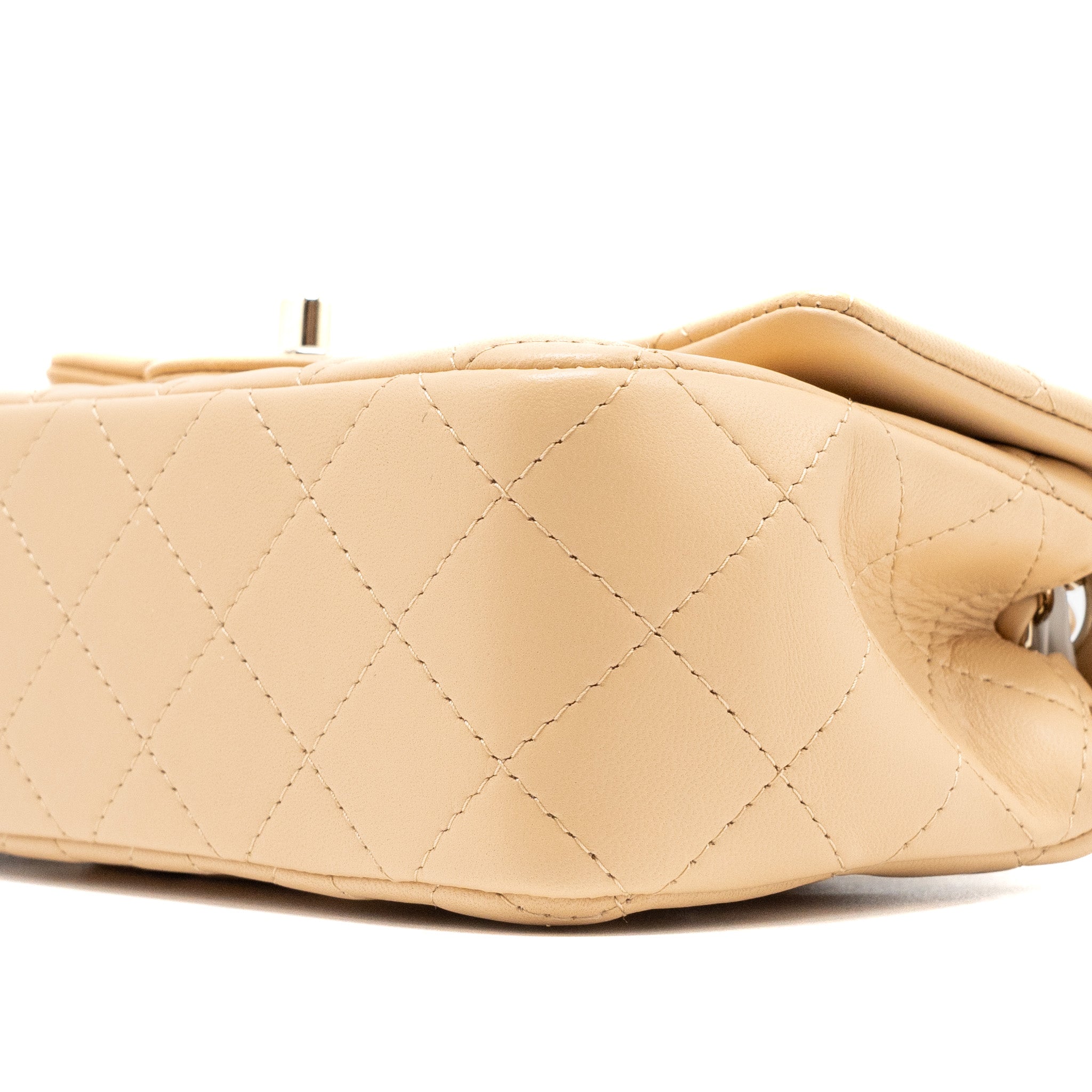 CHANEL 22C MINI RECTANGULAR FLAP BAG LAMBSKIN BEIGE LGHW (MICROCHIP)