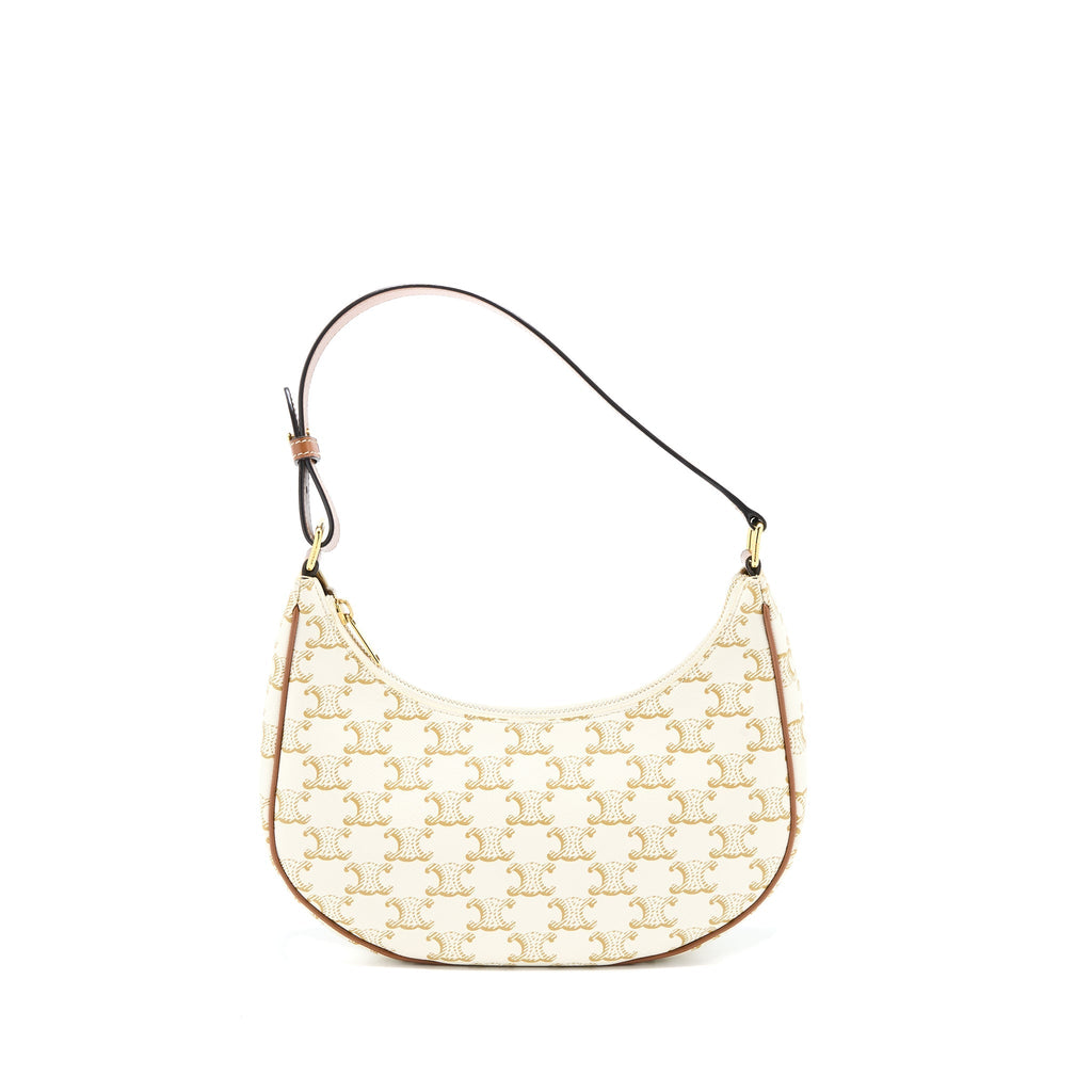 CELINE AVA BAG IN TRIOMPHE CANVAS AND CALFSKIN WHITE