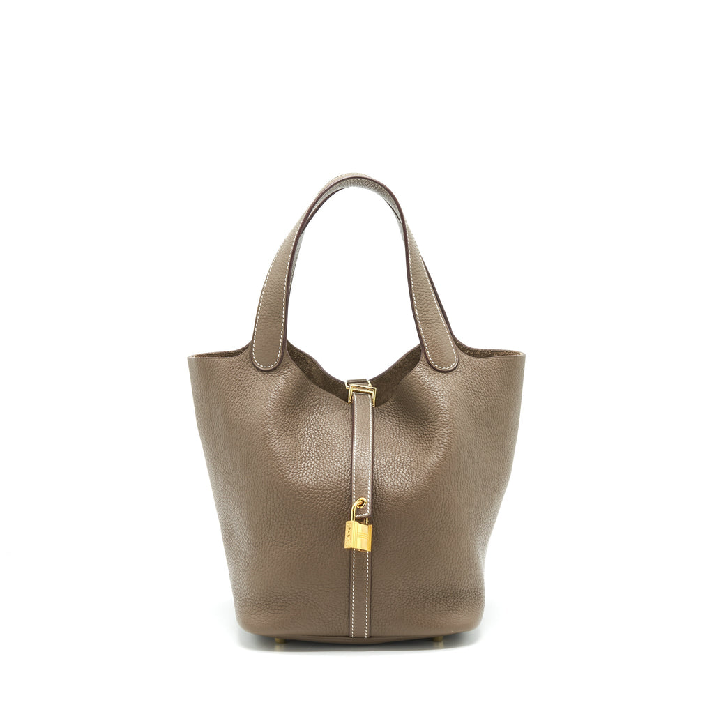 HERMES PICOTIN 22 LOCK BAG ETOUPE GHW