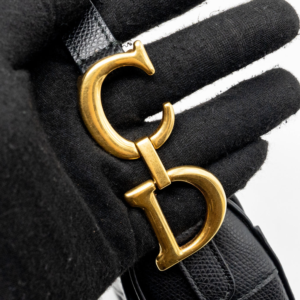 DIOR MINI SADDLE BAG GRAINED CALFSKIN BLACK GHW