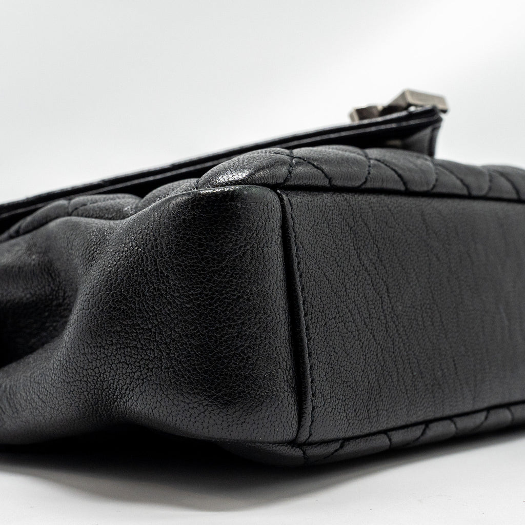 SAINT LAURENT COLLEGE FLAP BAG LAMBSKIN BLACK RUTHENIUM SHW