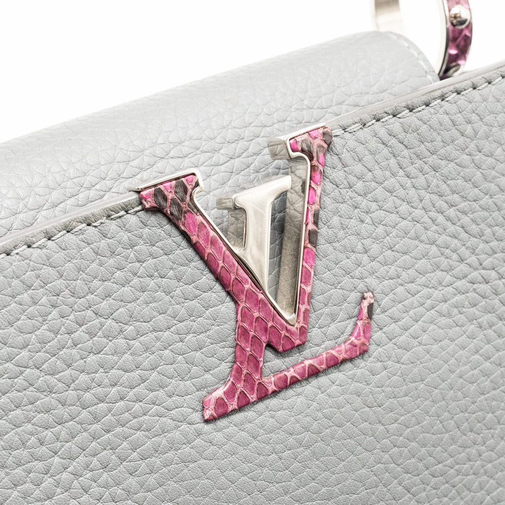 LOUIS VUITTON CAPUCINE BB PYTHON/TAURILLON LEATHER GREY SHW