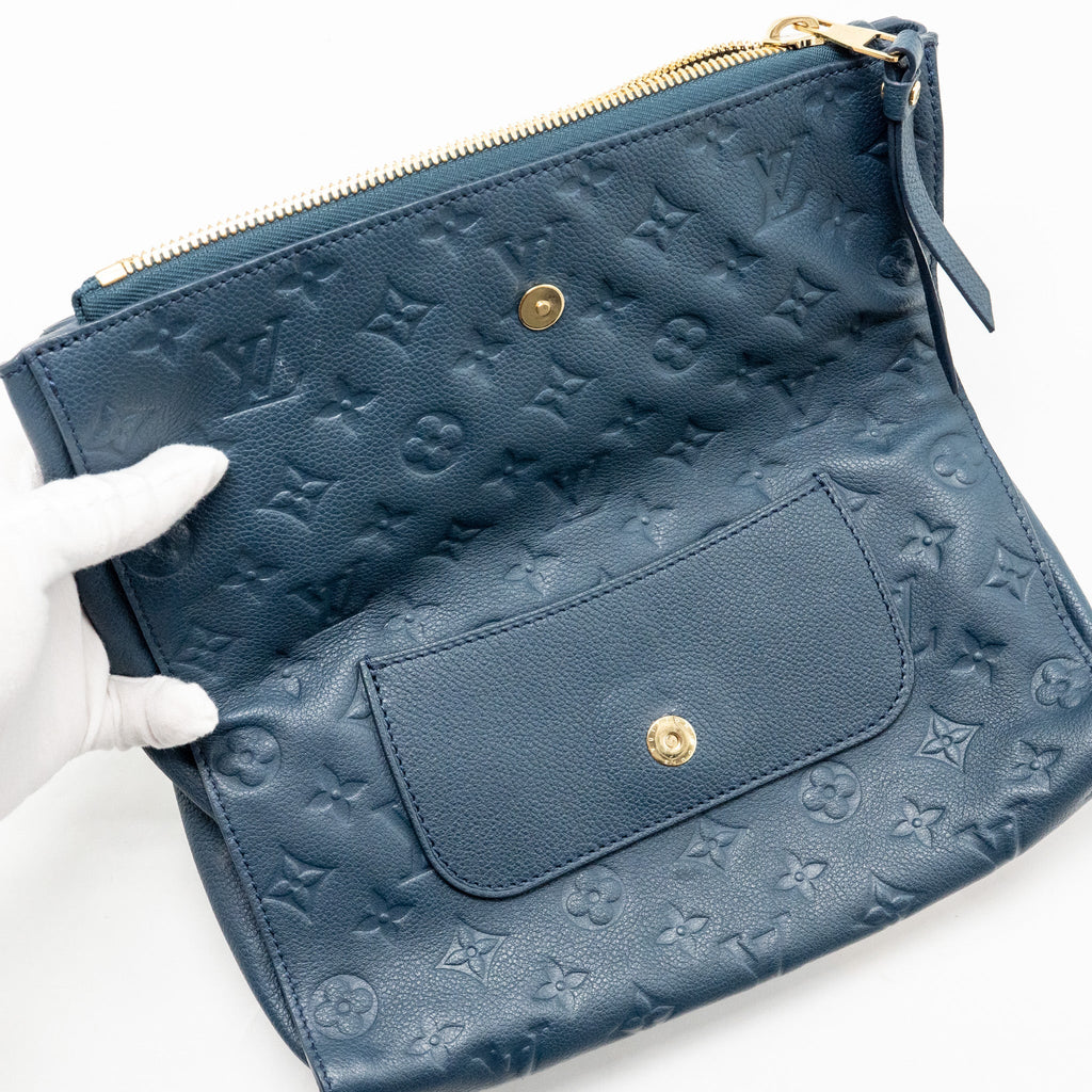 LOUIS VUITTON PETILLANTE CLUTCH MONOGRAM EMPREINTE LEATHER DARK BLUE GHW
