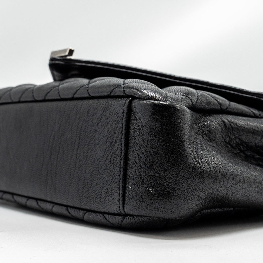 SAINT LAURENT COLLEGE FLAP BAG LAMBSKIN BLACK RUTHENIUM SHW