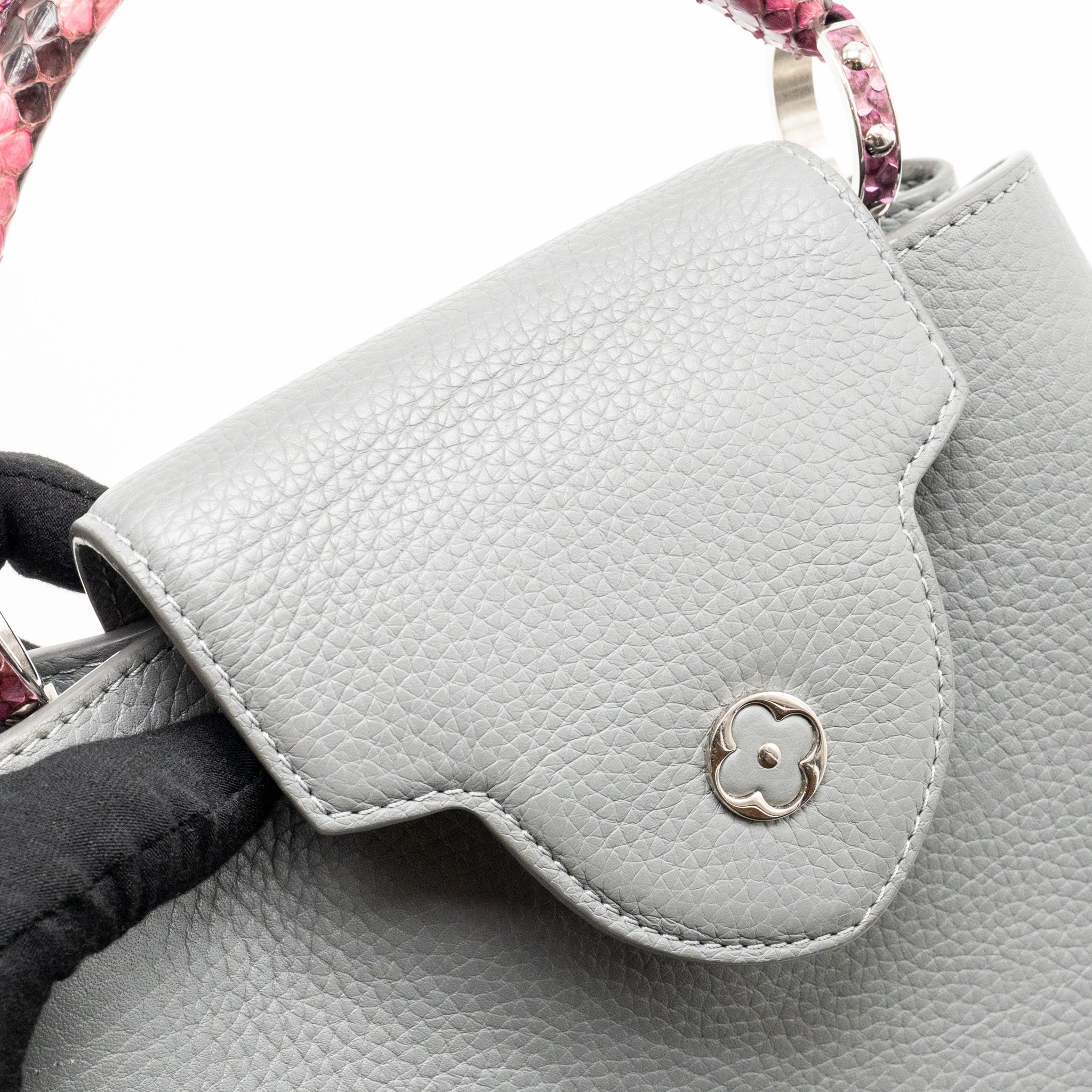 LOUIS VUITTON CAPUCINE BB PYTHON/TAURILLON LEATHER GREY SHW