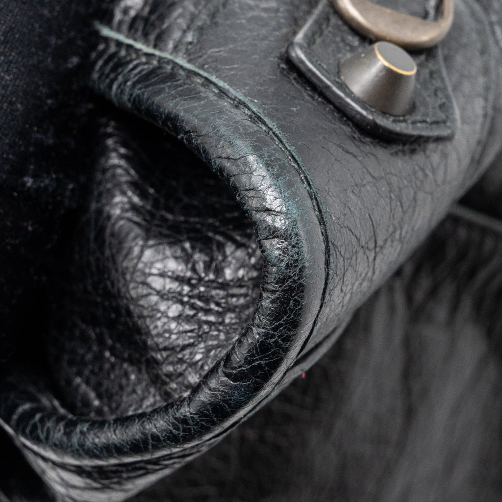 BALENCIAGA CLASSIC CITY BAG LEATHER BLACK RUTHENIUM SILVER HARDWARE