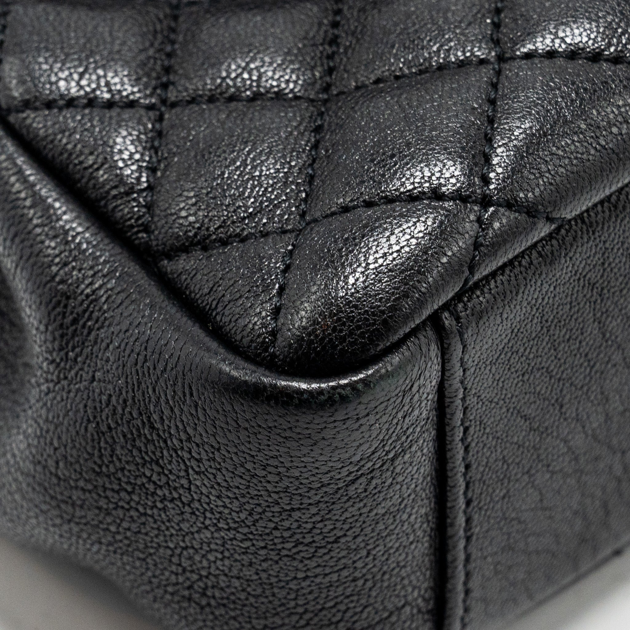 SAINT LAURENT COLLEGE FLAP BAG LAMBSKIN BLACK RUTHENIUM SHW