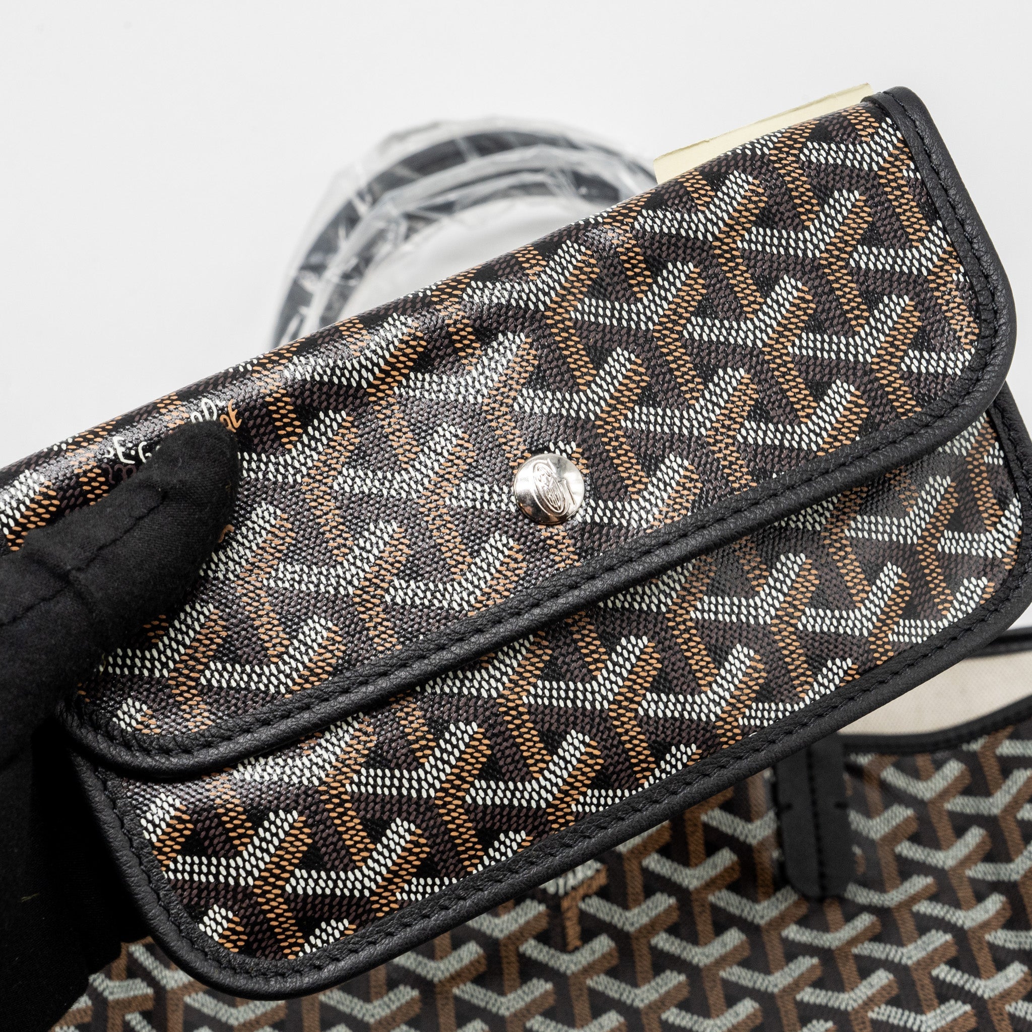 GOYARD SAINT LOUIS PM TOTE BAG GOYARDLINE CANVAS / LEATHER BLACK SHW