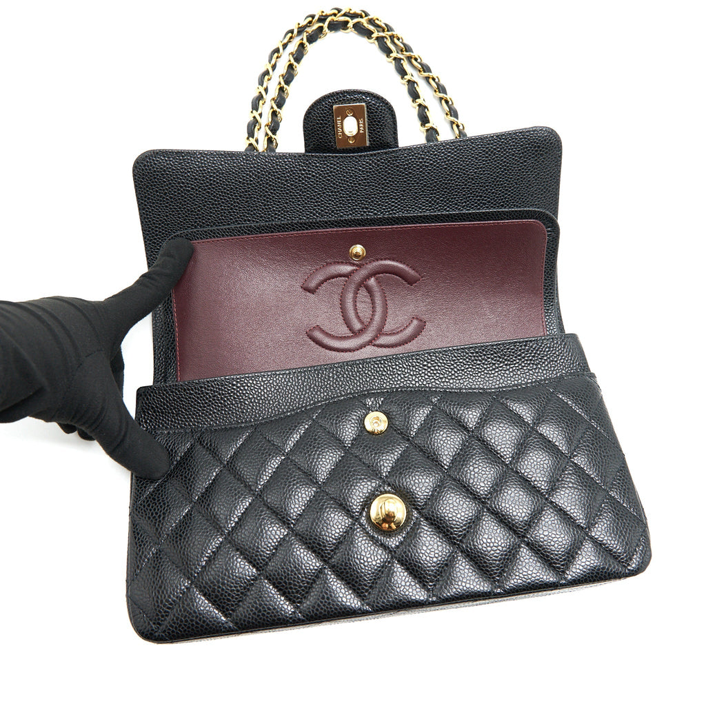 CHANEL MEDIUM CLASSIC DOUBLE FLAP 25CM CAVIAR BLACK GHW (MICROCHIP)