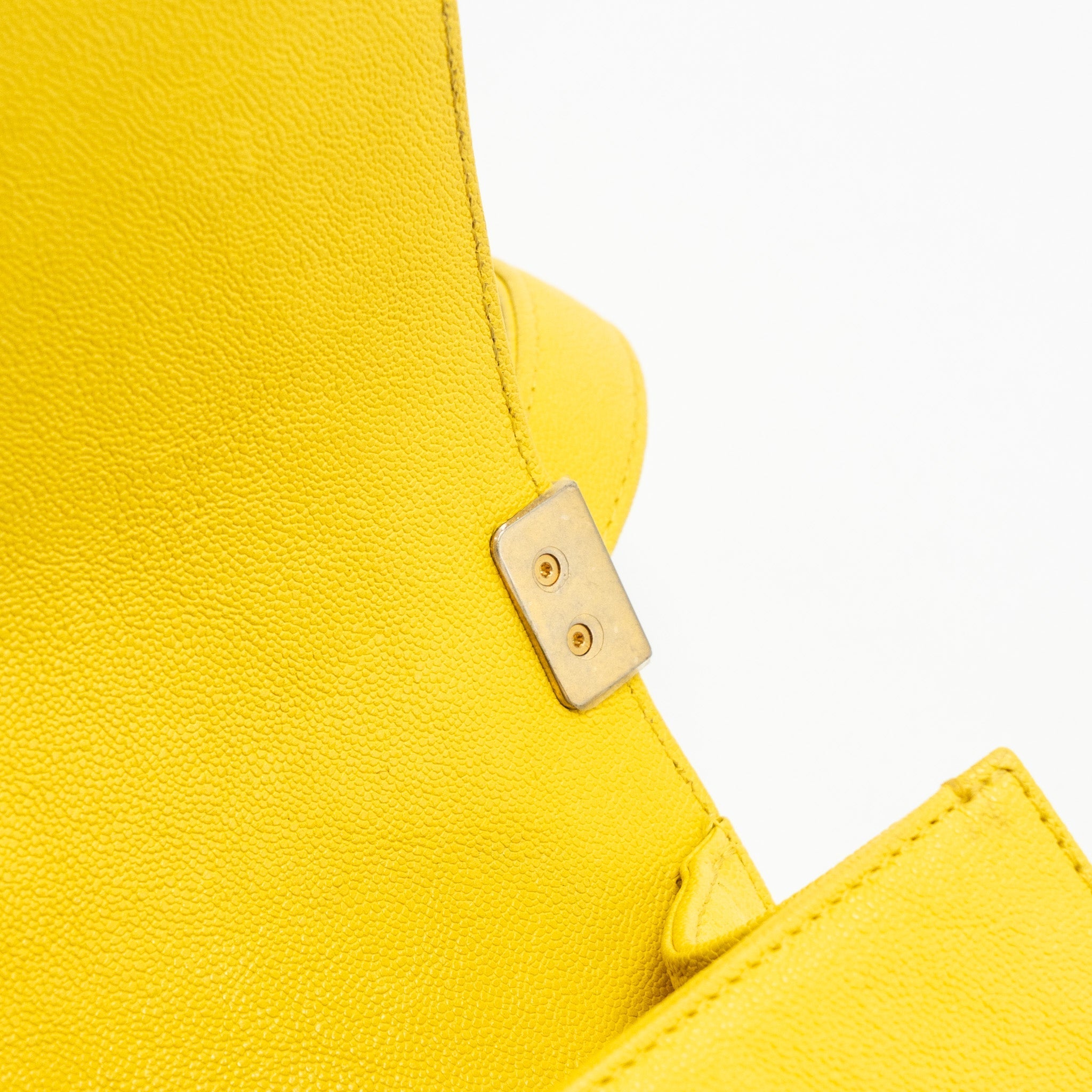 CHANEL SMALL BOY BAG GRAIN CALFSKIN YELLOW GHW