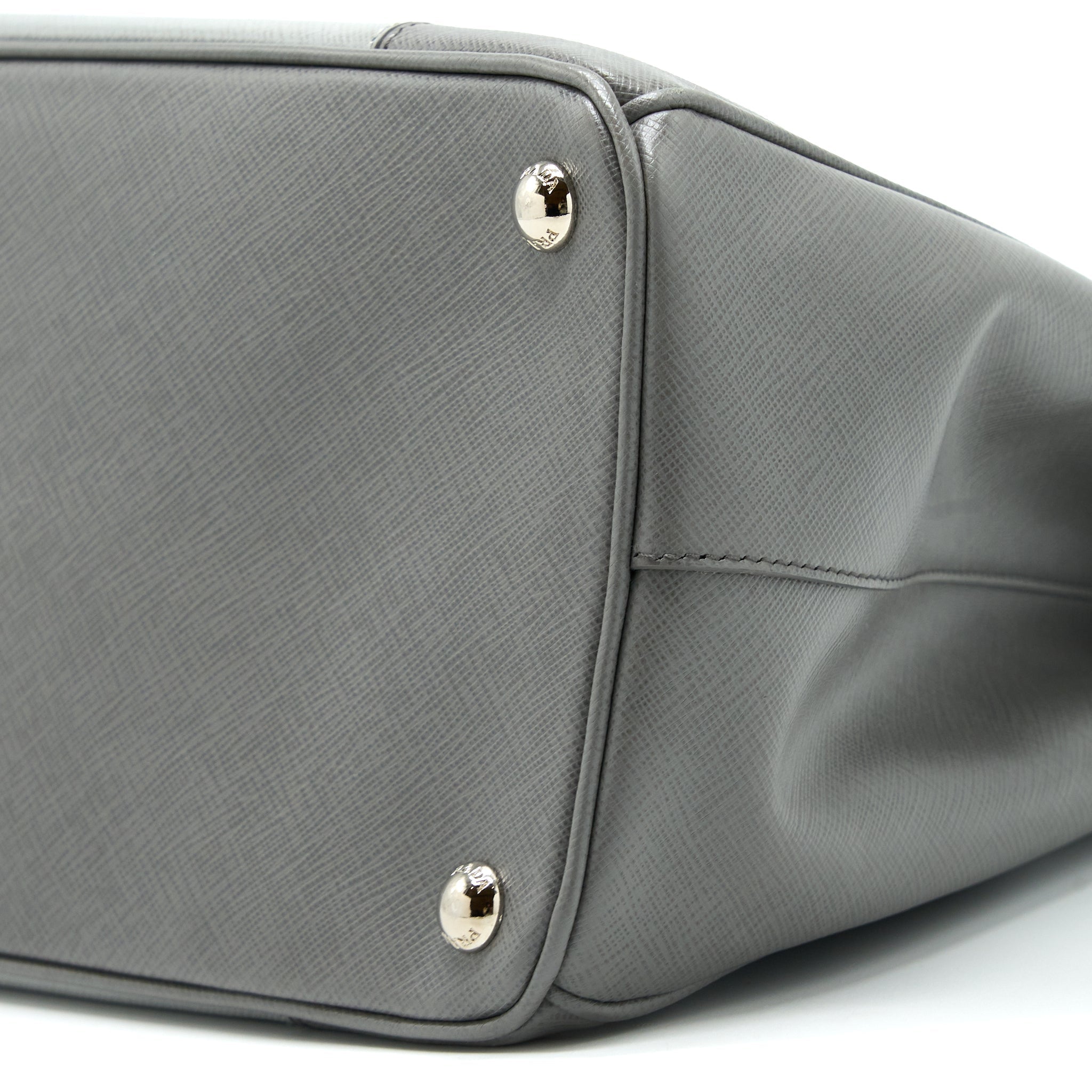 PRADA DOUBLE ZIP TOTE BAG SAFFIANO CALFSKIN MULTICOLOUR GREY SHW