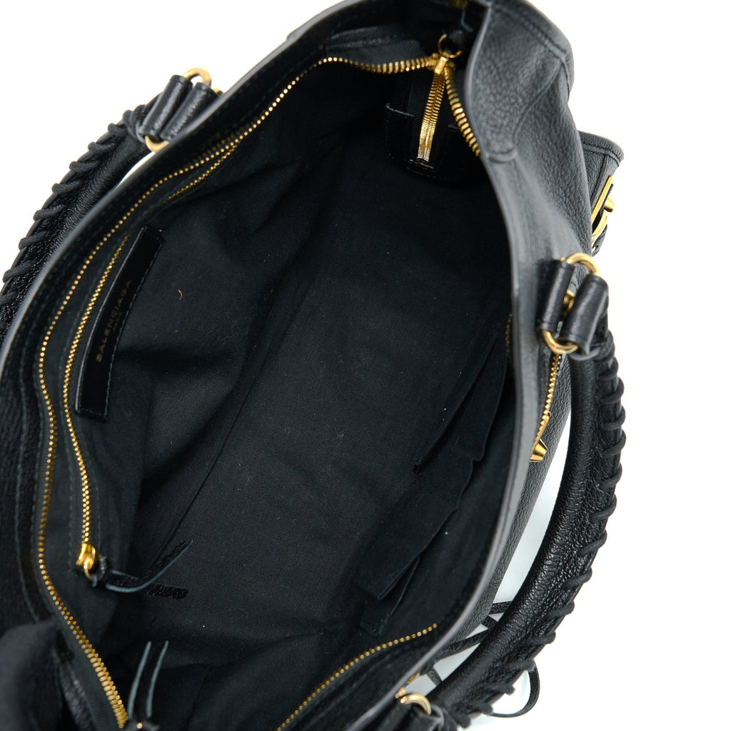 BALENCIAGA EDGED CITY BAG GOATSKIN BLACK GHW