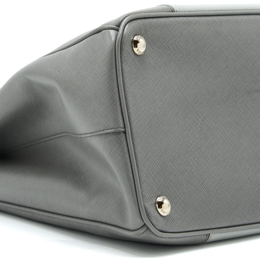 PRADA DOUBLE ZIP TOTE BAG SAFFIANO CALFSKIN MULTICOLOUR GREY SHW