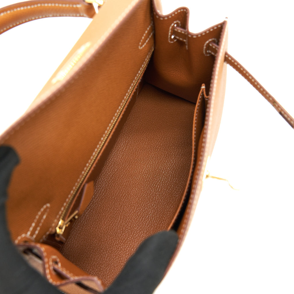 HERMES KELLY 25 SELLIER 37 GOLD WITH GHW