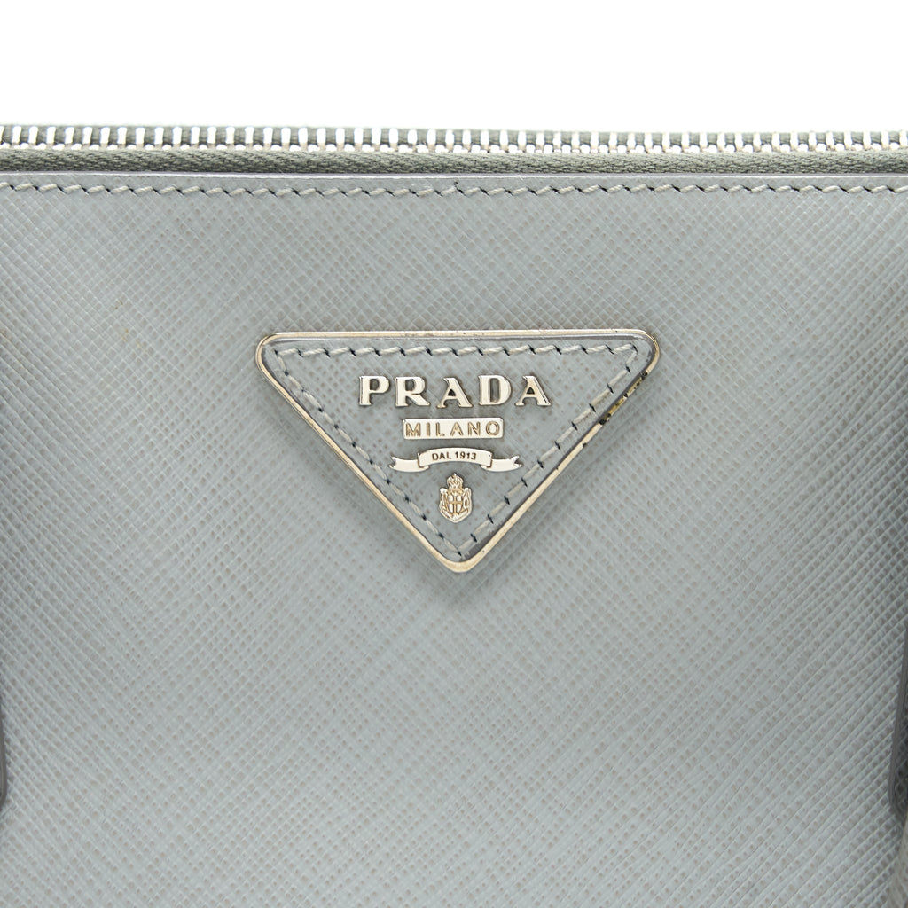 PRADA DOUBLE ZIP TOTE BAG SAFFIANO CALFSKIN MULTICOLOUR GREY SHW